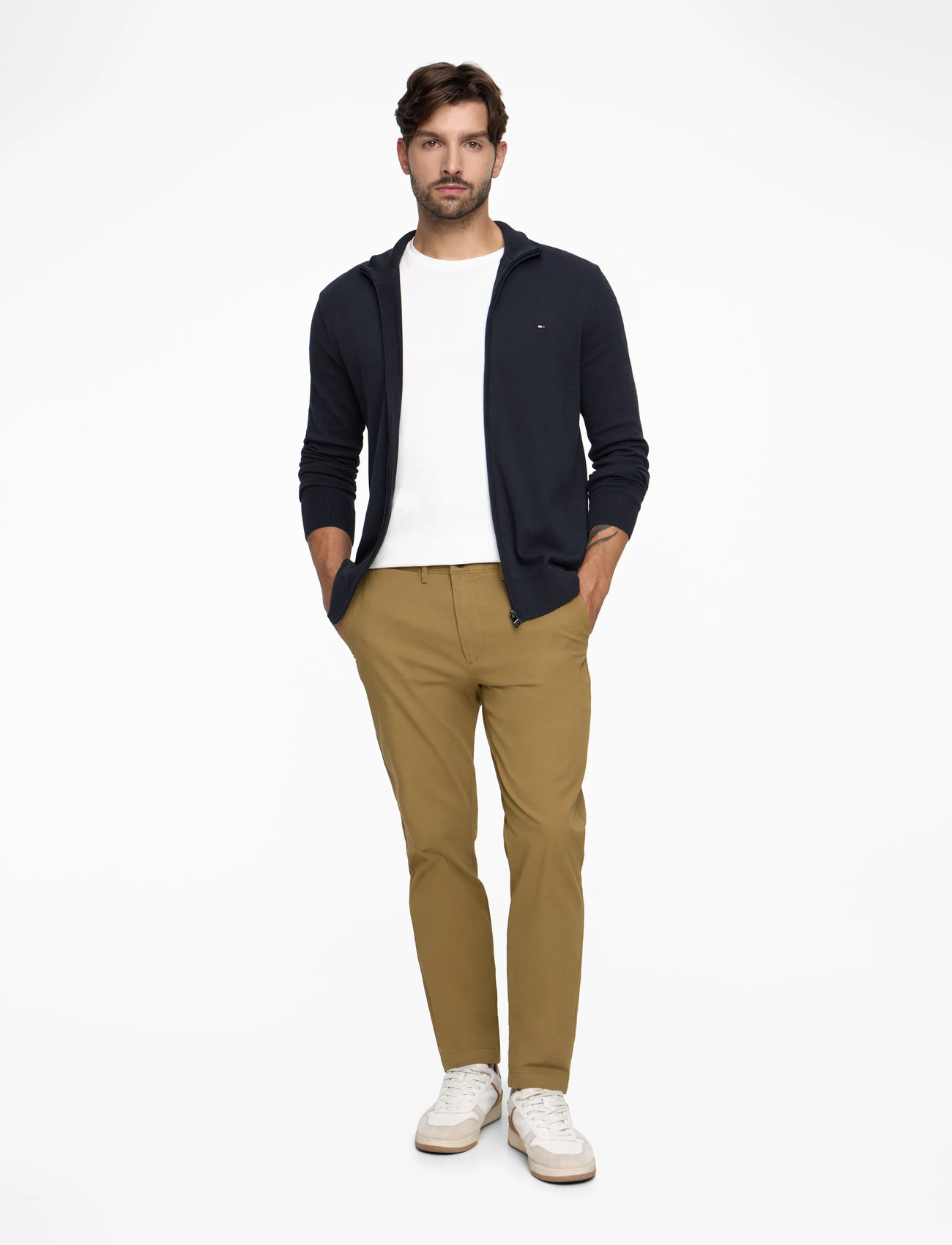 Tommy Hilfiger - ESSENTIAL COTTON ZIP THRU - full zip strik - navy blue   ivory petal tipping - 3