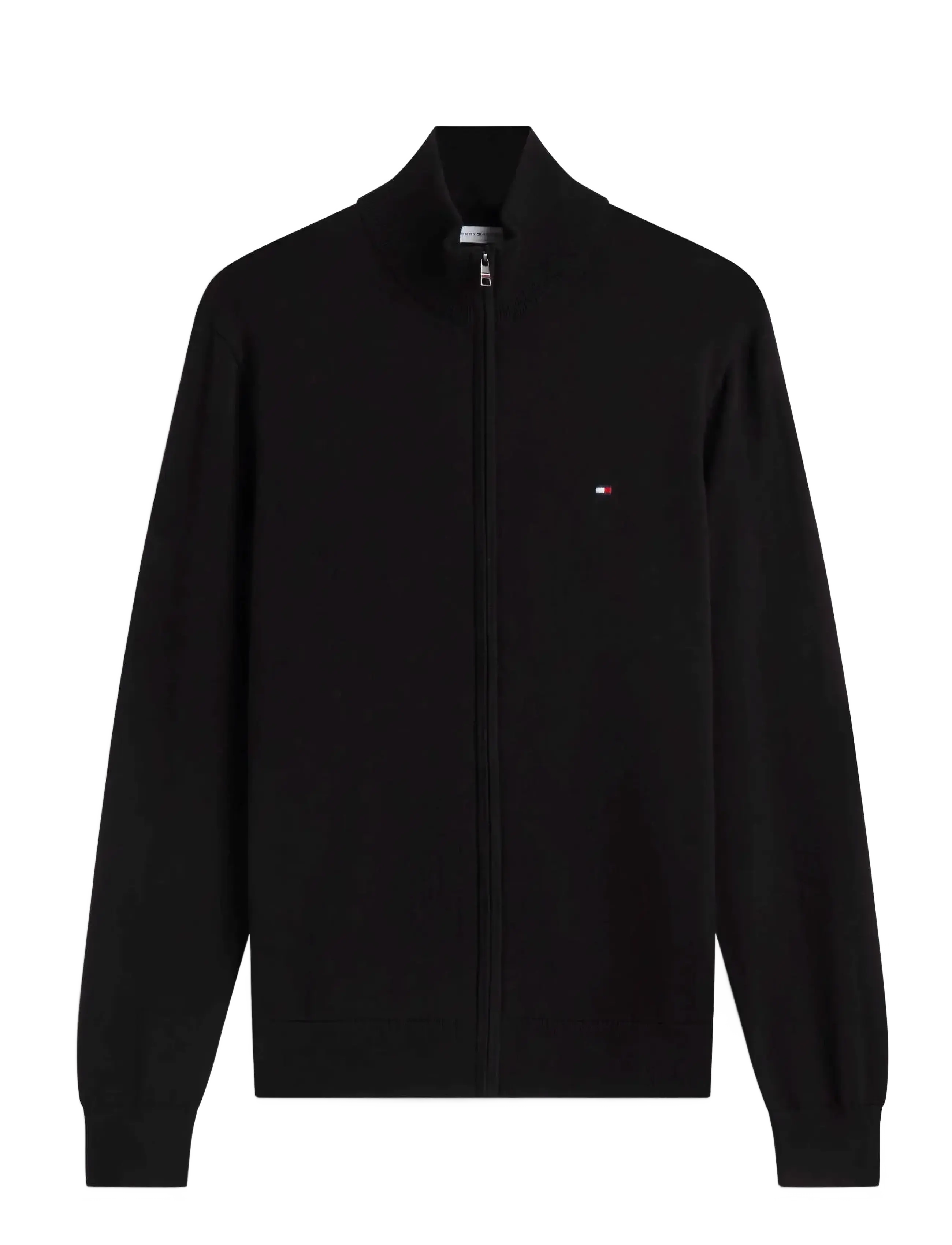 Tommy Hilfiger ESSENTIAL COTTON ZIP THRU - Strickmode - BLACK / black