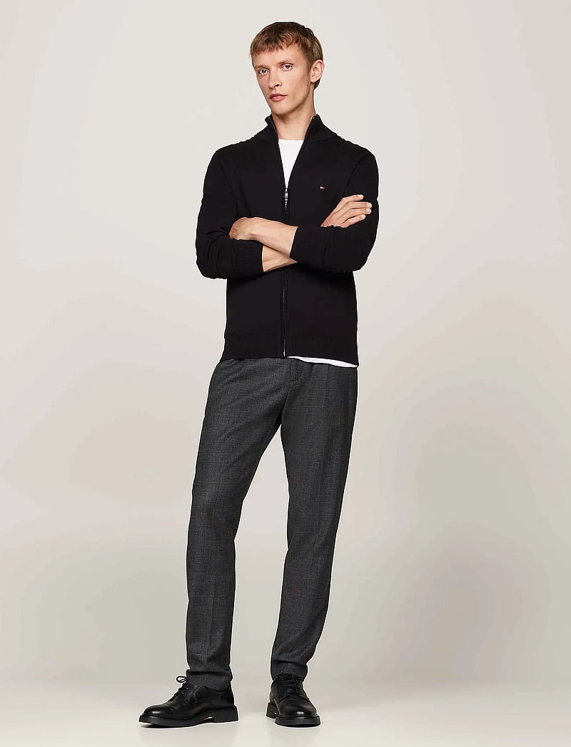 Tommy Hilfiger - ESSENTIAL COTTON ZIP THRU - pullover mit durchgehendem reißverschluss - black - 0