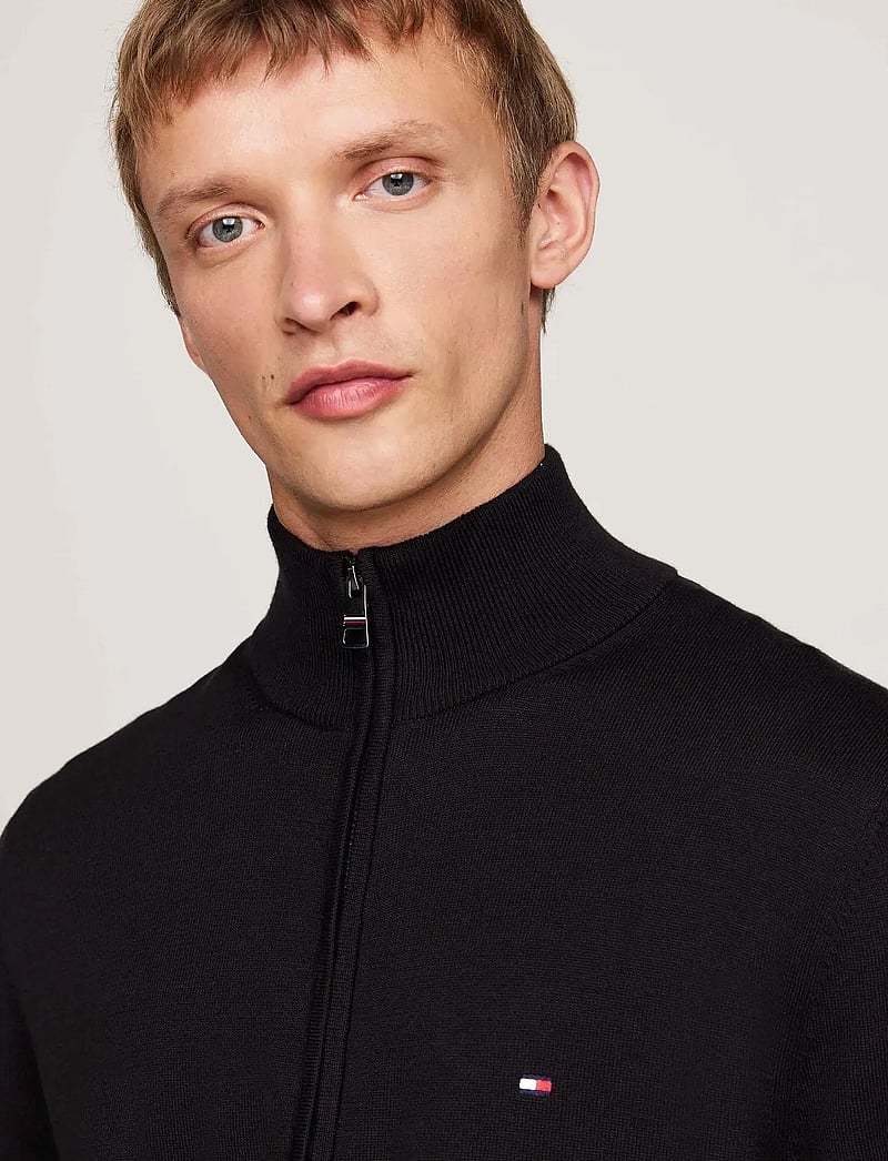 Tommy Hilfiger - ESSENTIAL COTTON ZIP THRU - pullover mit durchgehendem reißverschluss - black - 4