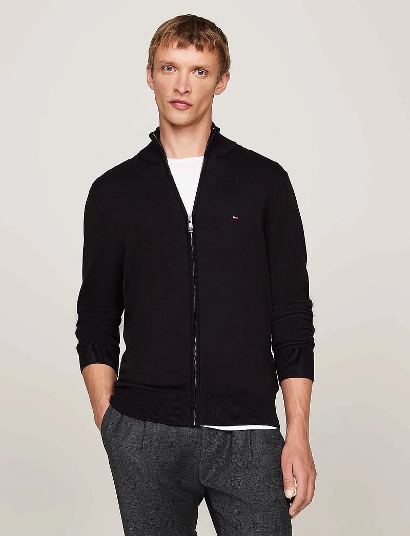 Tommy Hilfiger - ESSENTIAL COTTON ZIP THRU - pullover mit durchgehendem reißverschluss - black - 5