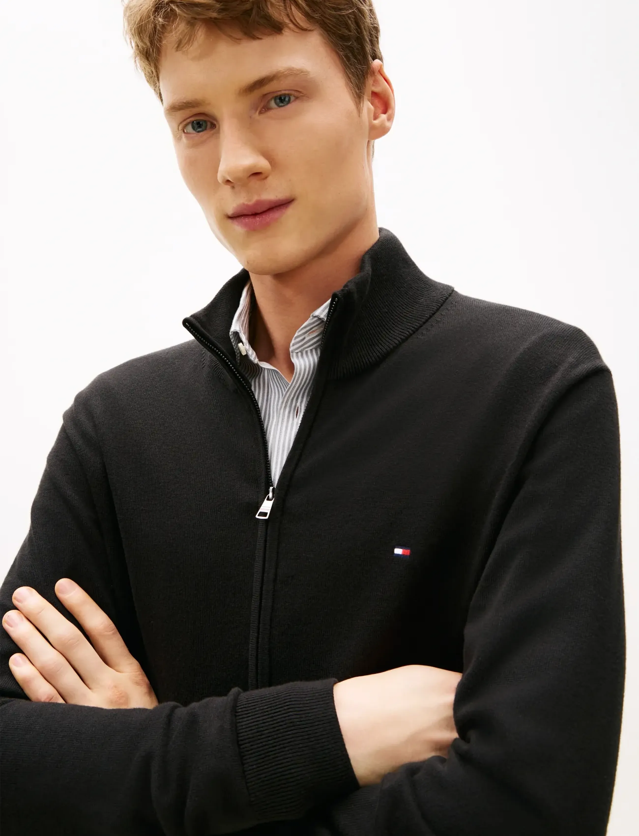Tommy Hilfiger ESSENTIAL COTTON ZIP THRU - Lukuga džemprid - BLACK / black