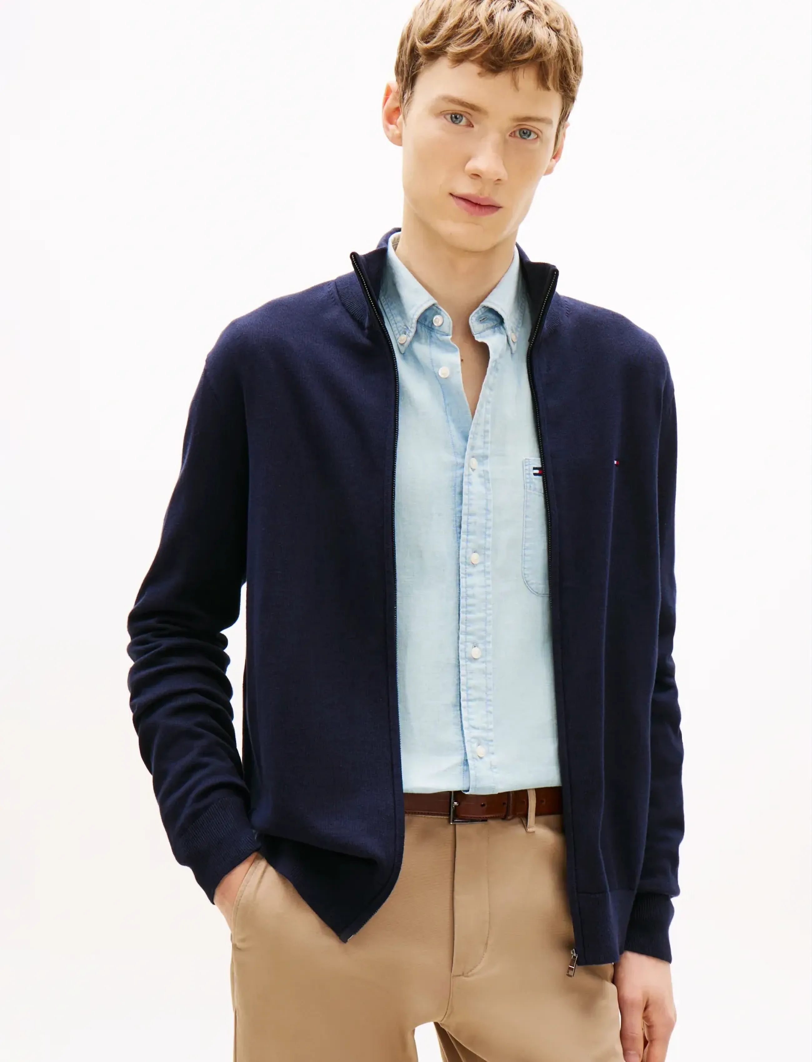 ESSENTIAL COTTON ZIP THRU - DESERT SKY