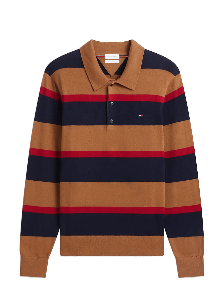 Tommy Hilfiger - PIMA ORG CTN CASHMERE LS POLO - poloer i strik med lange ærmer - navy blue regatta timeless tawny - 1