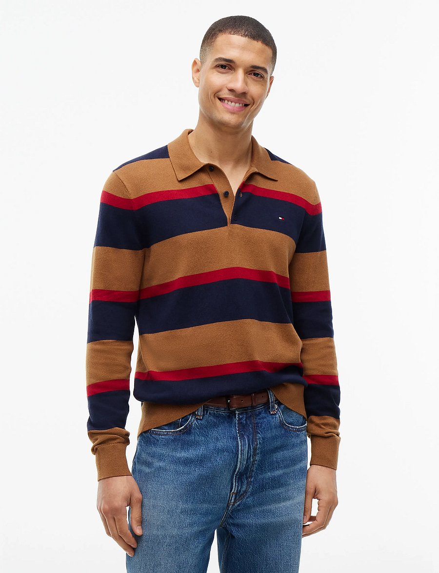 Tommy Hilfiger - PIMA ORG CTN CASHMERE LS POLO - poloer i strik med lange ærmer - navy blue regatta timeless tawny - 0
