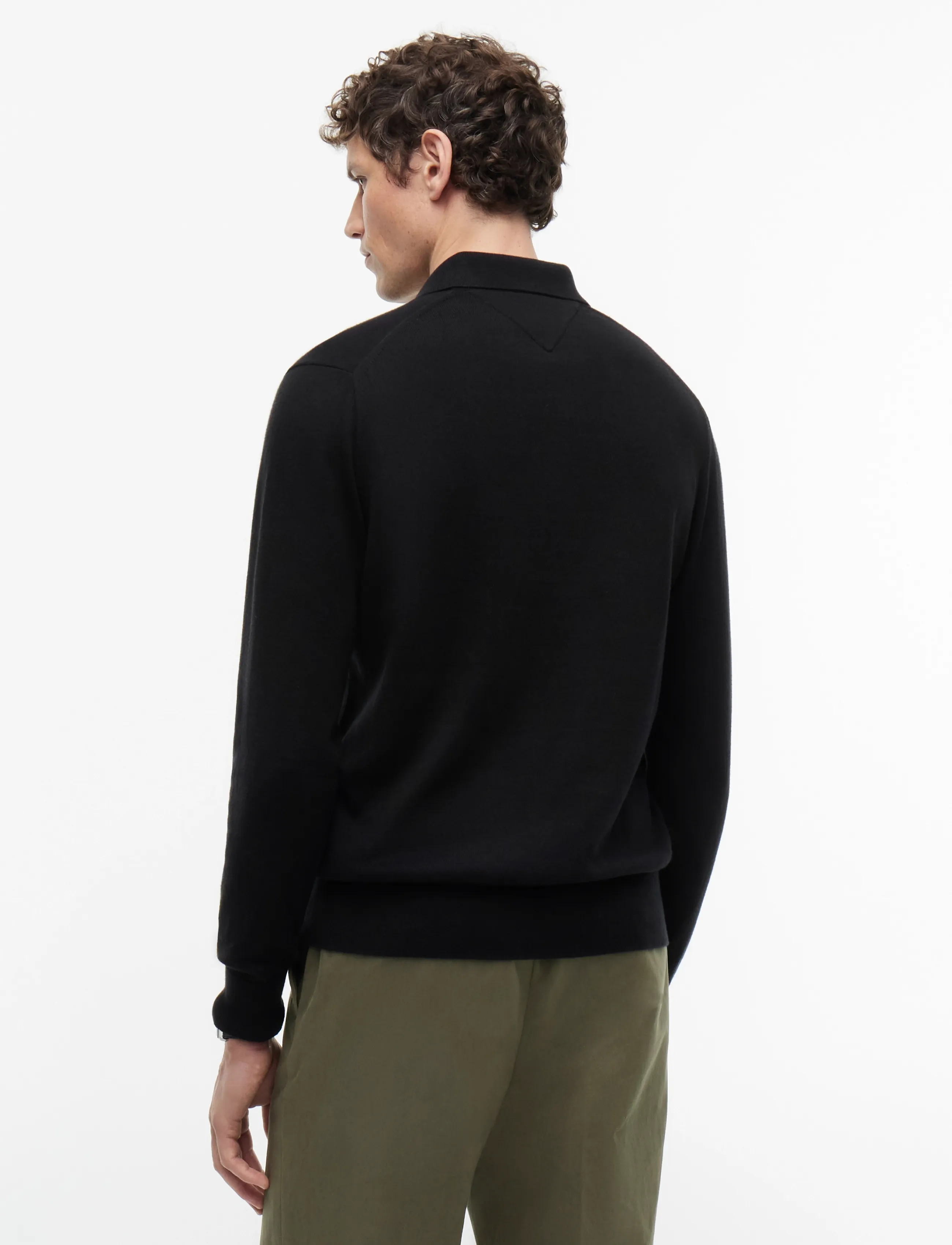 Tommy Hilfiger - PIMA ORG CTN CASHMERE LS POLO - dzianinowe koszulki polo z długim rękawem - black - 3