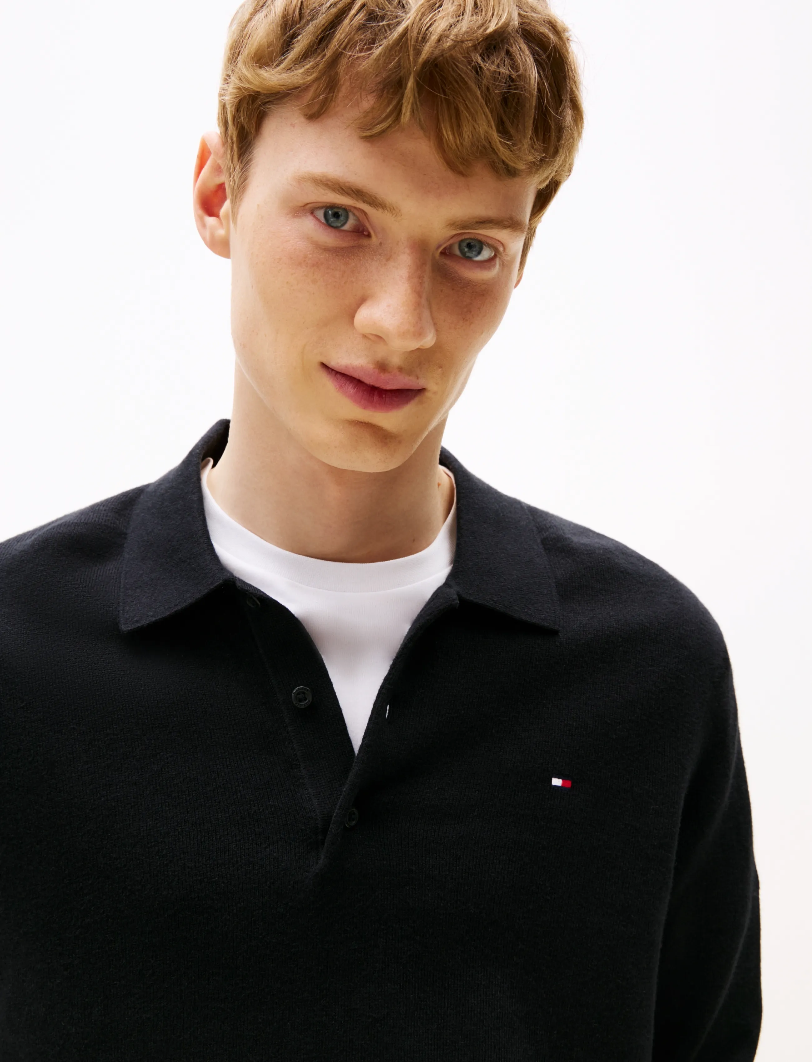 Tommy Hilfiger - PIMA ORG CTN CASHMERE LS POLO - langärmelige strick-polohemden - black - 5