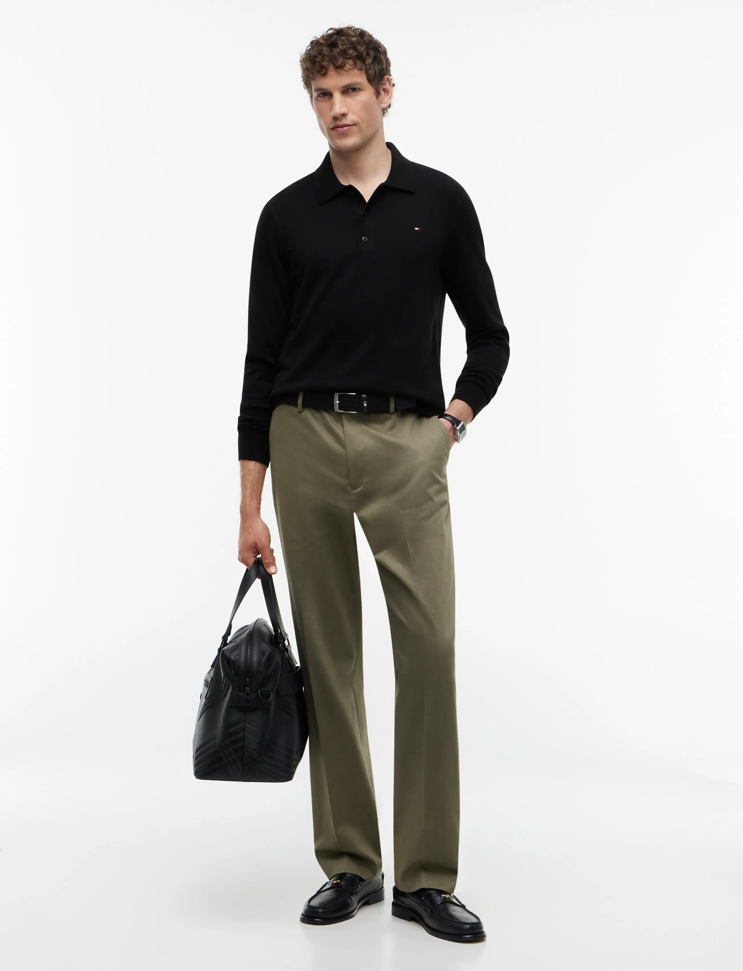 Tommy Hilfiger - PIMA ORG CTN CASHMERE LS POLO - dzianinowe koszulki polo z długim rękawem - black - 5