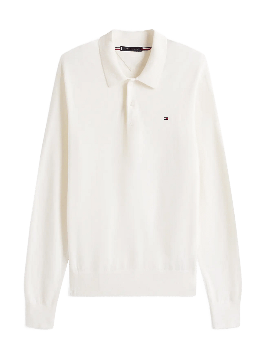 Tommy Hilfiger - PIMA ORG CTN CASHMERE LS POLO - langärmelige strick-polohemden - ivory petal - 2