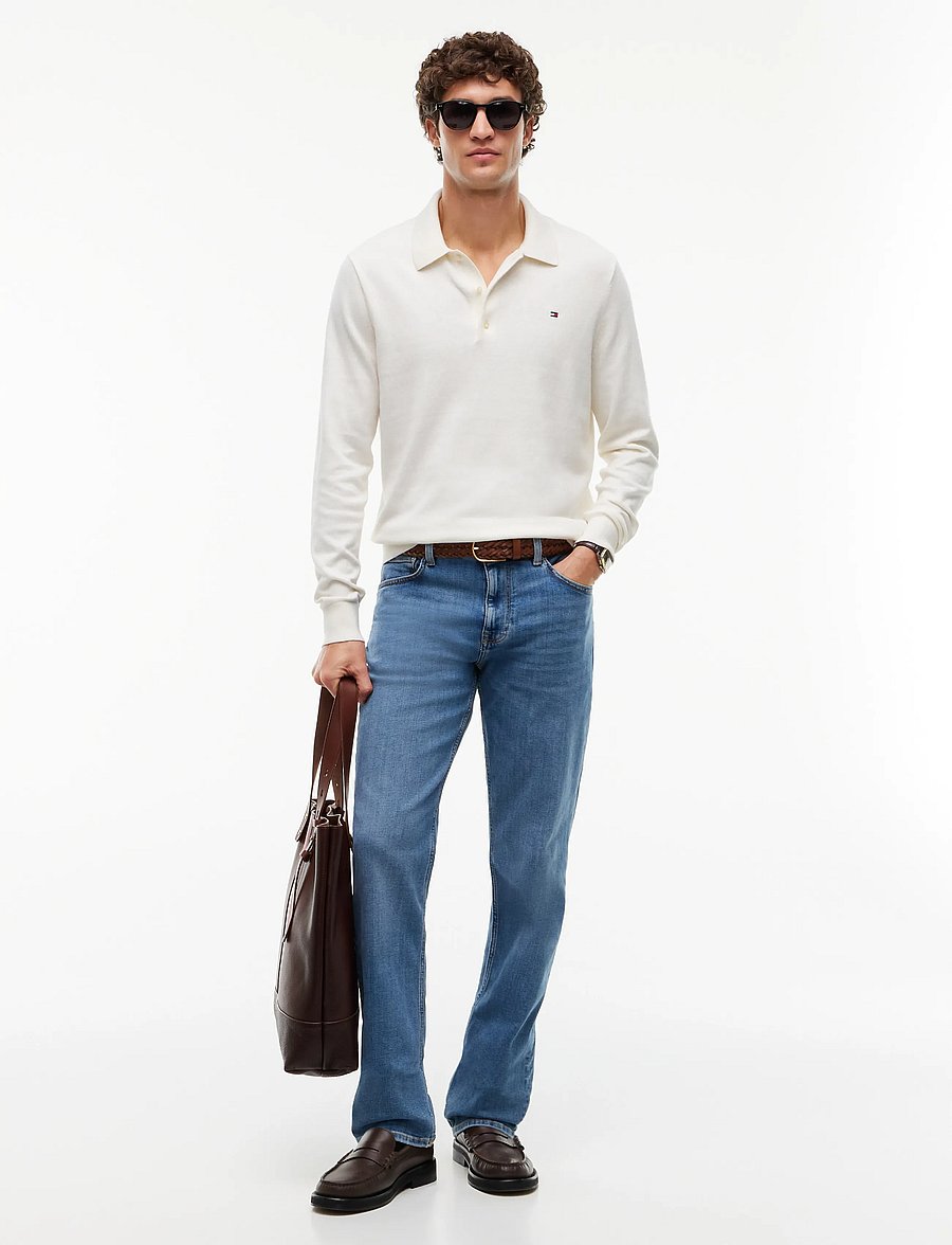 Tommy Hilfiger - PIMA ORG CTN CASHMERE LS POLO - langärmelige strick-polohemden - ivory petal - 5