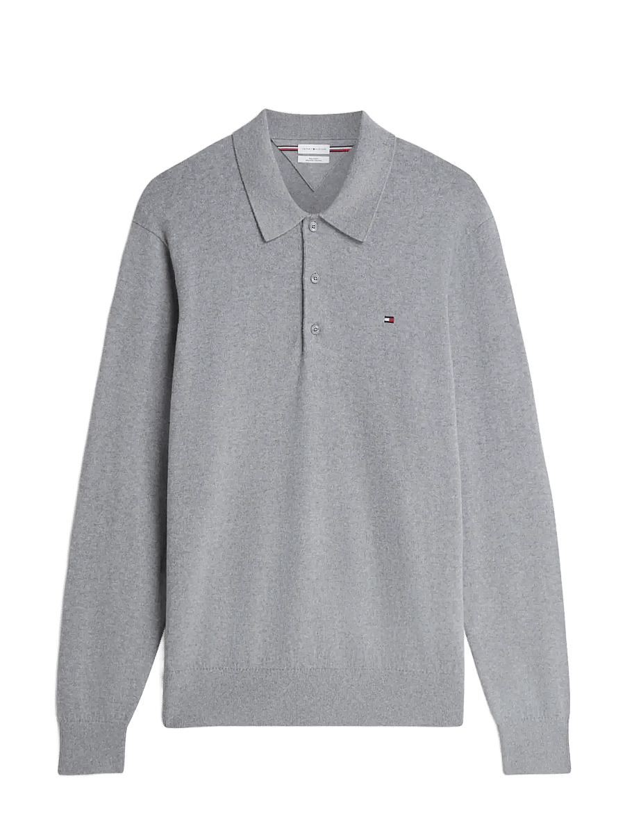 Tommy Hilfiger - PIMA ORG CTN CASHMERE LS POLO - poloer i strik med lange ærmer - medium grey heather - 1