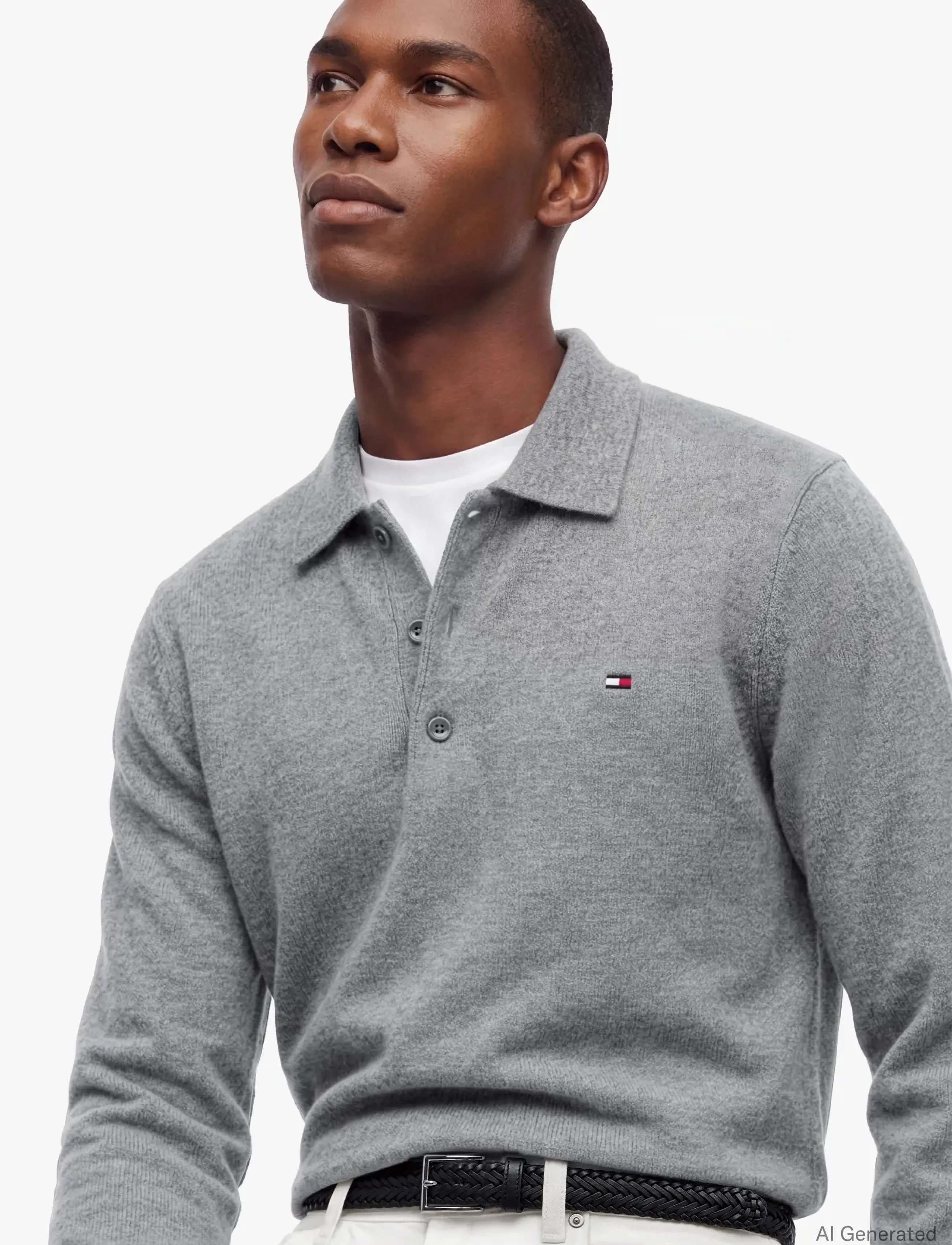 Tommy Hilfiger - PIMA ORG CTN CASHMERE LS POLO - poloer i strik med lange ærmer - medium grey heather - 3
