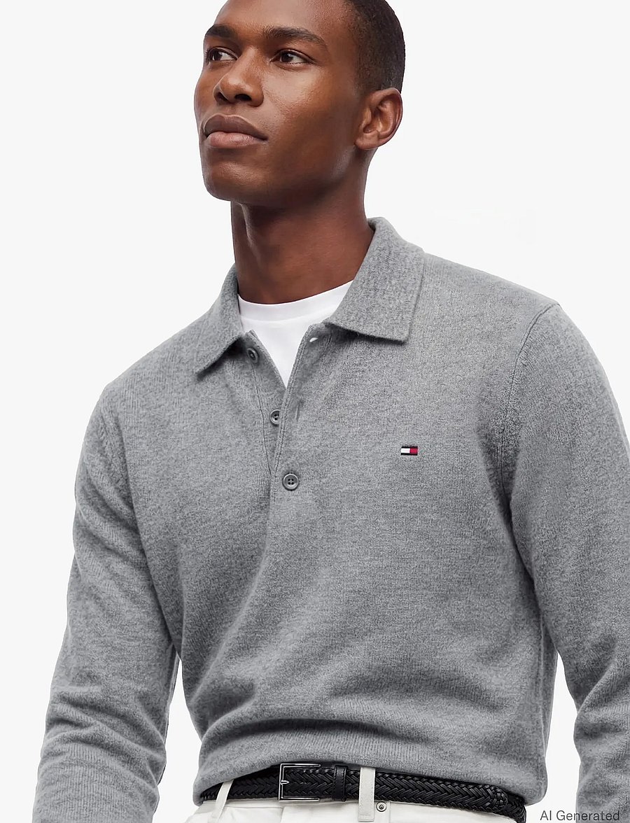 Tommy Hilfiger - PIMA ORG CTN CASHMERE LS POLO - poloer i strik med lange ærmer - medium grey heather - 3