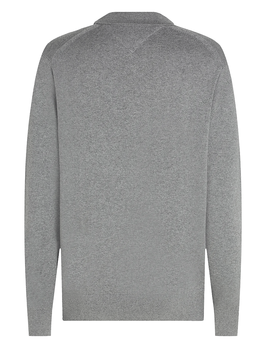 Tommy Hilfiger - PIMA ORG CTN CASHMERE LS POLO - long-sleeved knitted polos - medium grey heather - 1