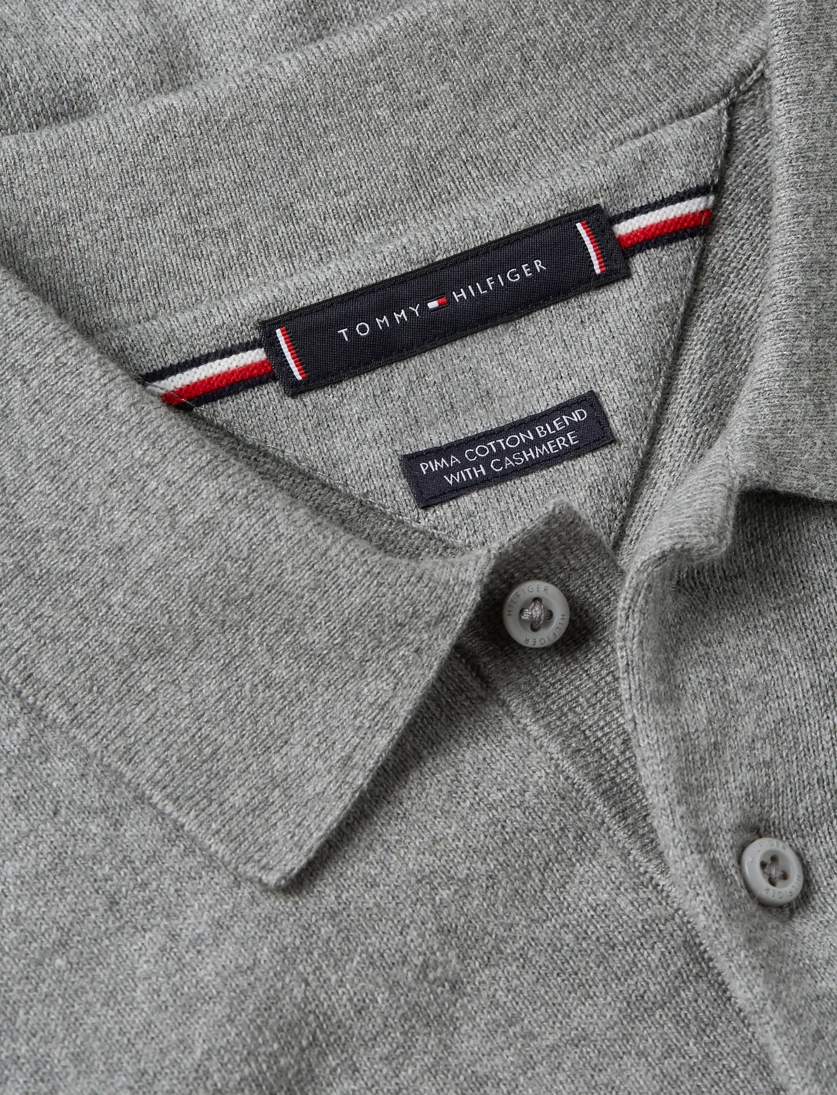 Tommy Hilfiger - PIMA ORG CTN CASHMERE LS POLO - poloer i strik med lange ærmer - medium grey heather - 2