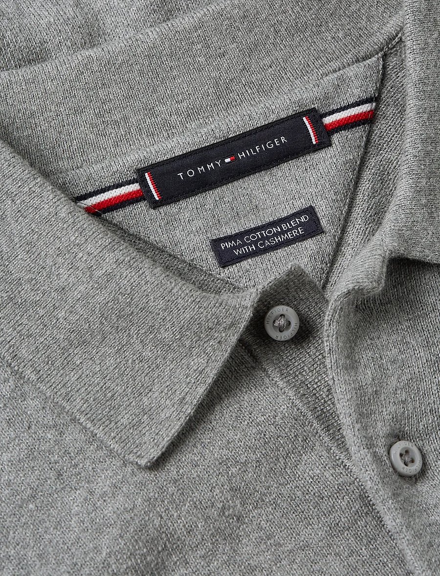 Tommy Hilfiger - PIMA ORG CTN CASHMERE LS POLO - long-sleeved knitted polos - medium grey heather - 2