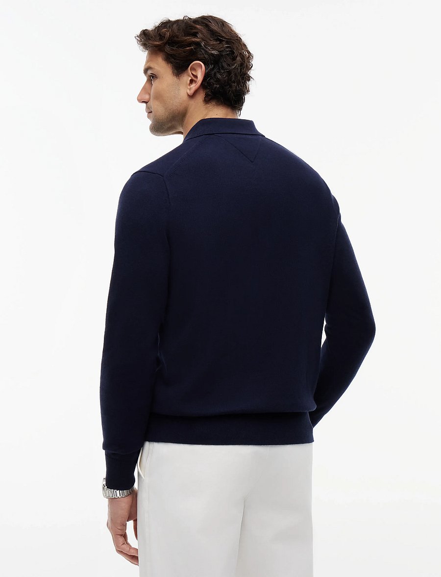 Tommy Hilfiger - PIMA ORG CTN CASHMERE LS POLO - langärmelige strick-polohemden - navy blue - 3