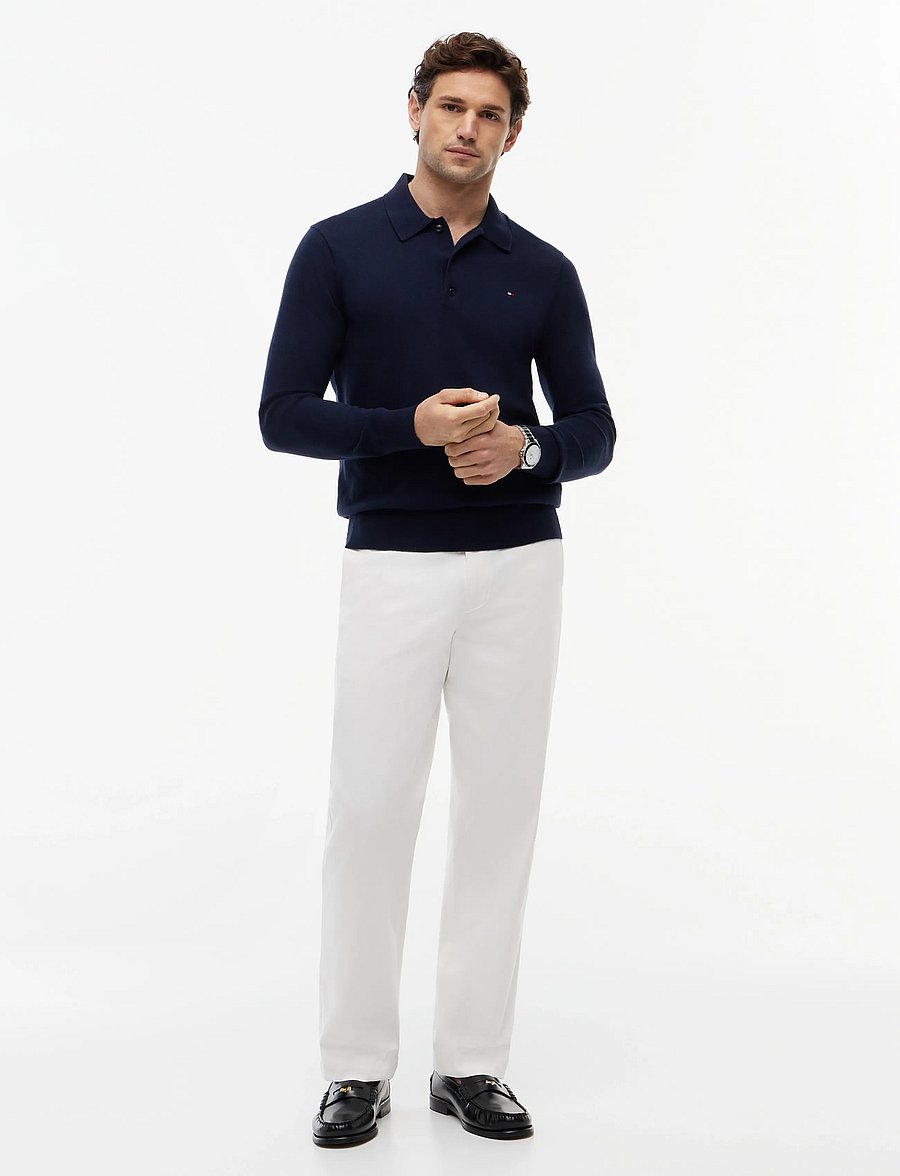 Tommy Hilfiger - PIMA ORG CTN CASHMERE LS POLO - langärmelige strick-polohemden - navy blue - 5