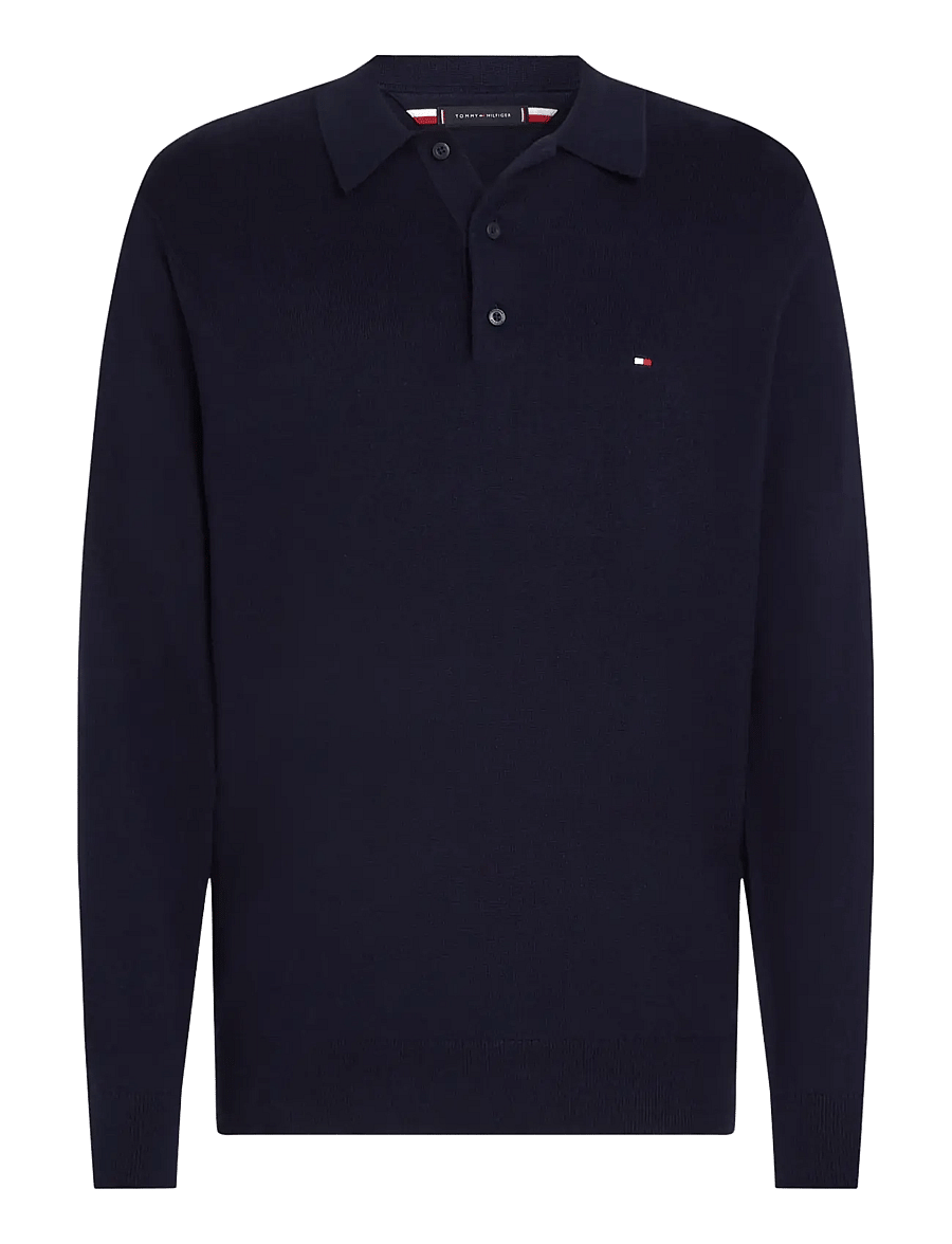 Tommy Hilfiger - PIMA ORG CTN CASHMERE LS POLO - langärmelige strick-polohemden - navy blue - 2
