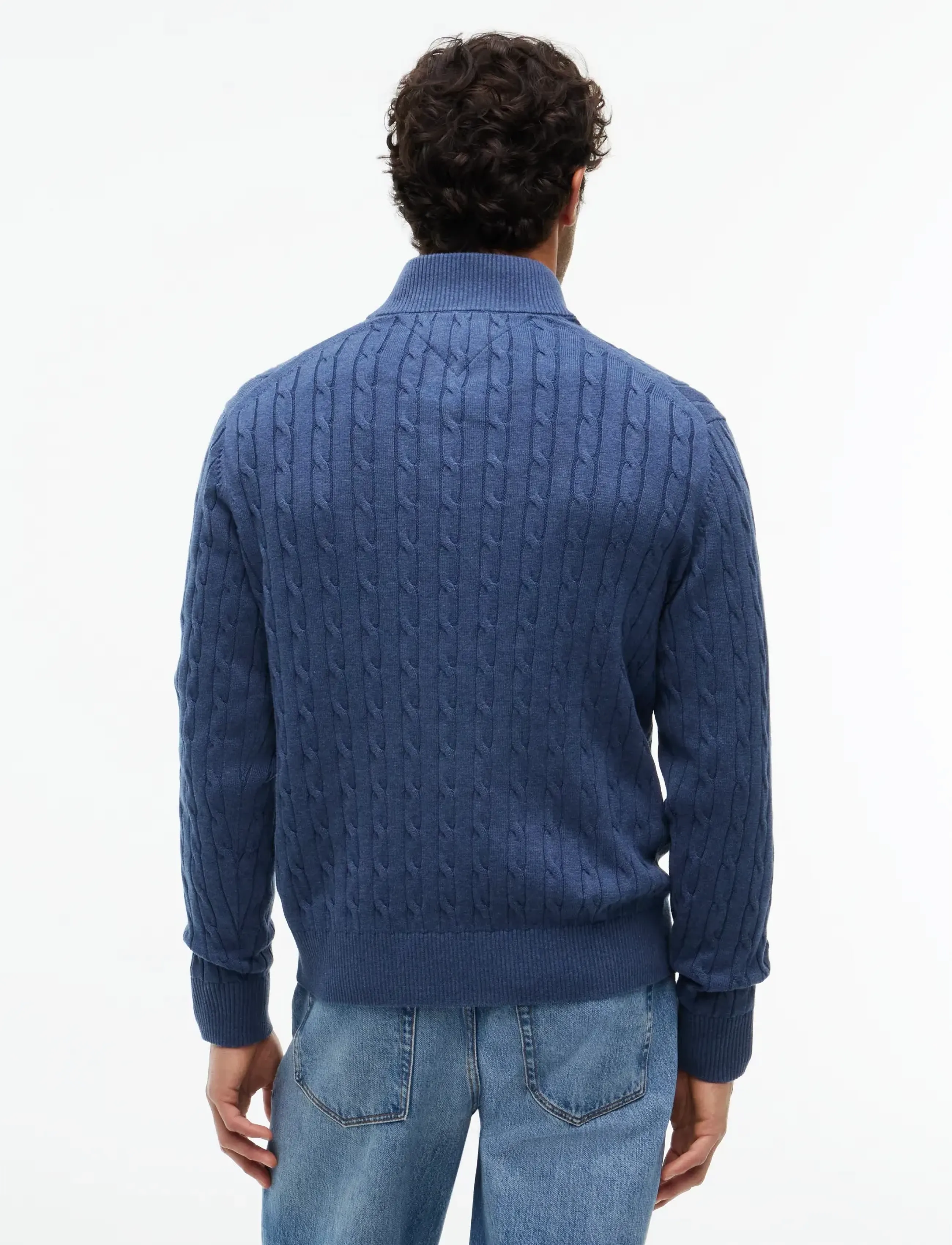 Tommy Hilfiger - CLASSIC COTTON CABLE ZIP MOCK - pullover mit halbem reißverschluss - aegean sea heather - 2