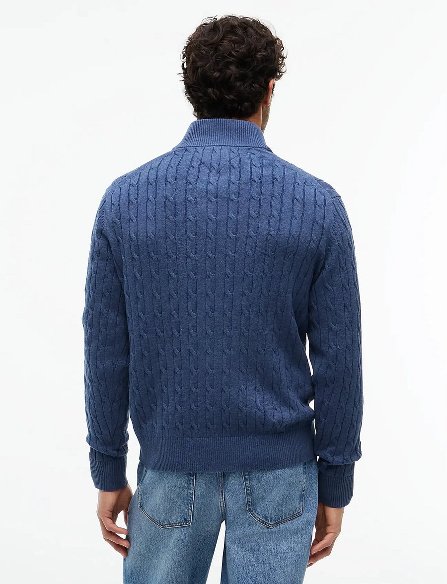 Tommy Hilfiger - CLASSIC COTTON CABLE ZIP MOCK - pullover mit halbem reißverschluss - aegean sea heather - 2
