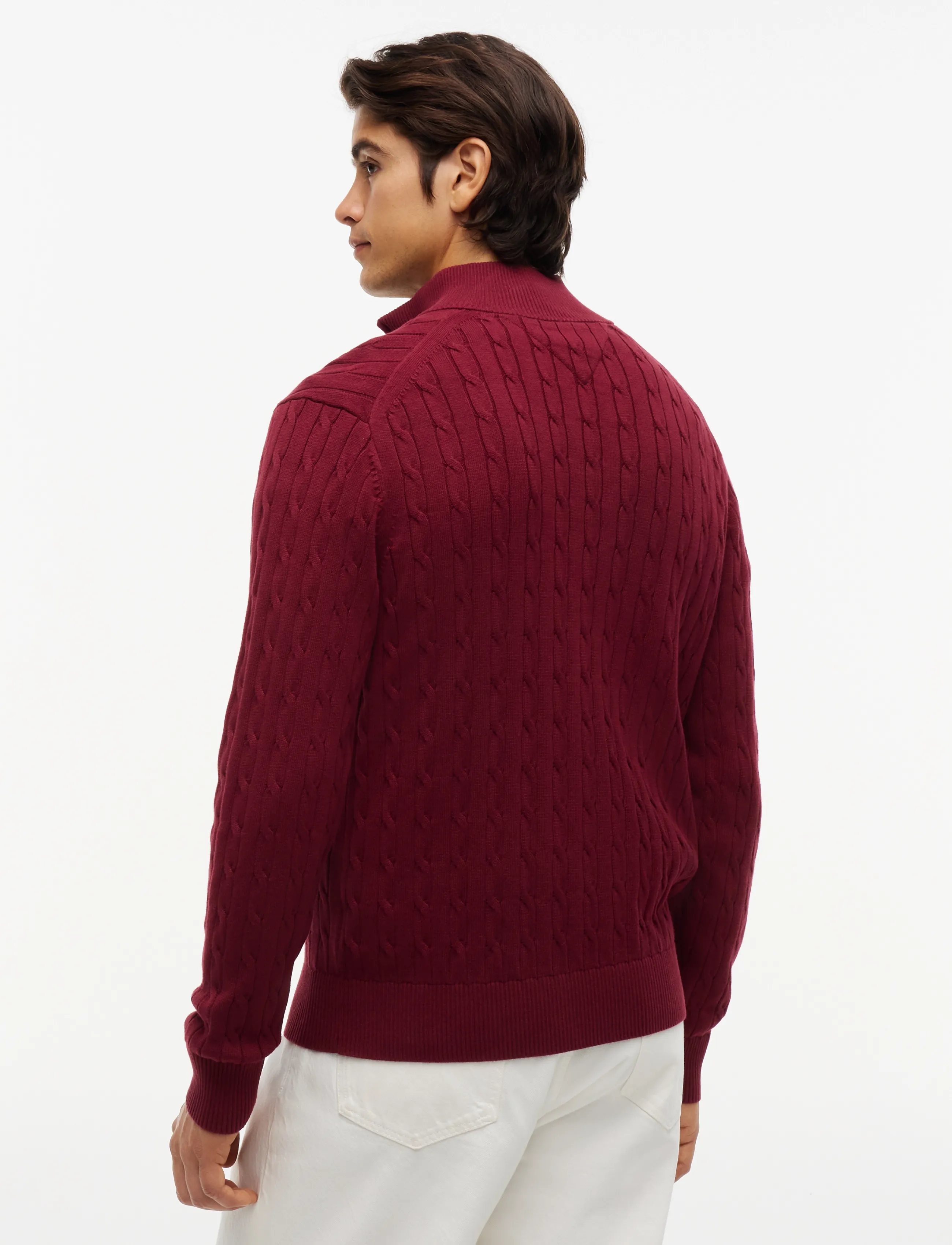 Tommy Hilfiger - CLASSIC COTTON CABLE ZIP MOCK - pullover mit halbem reißverschluss - burgundy - 2