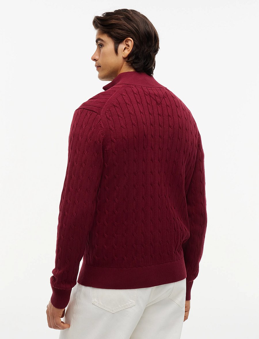 Tommy Hilfiger - CLASSIC COTTON CABLE ZIP MOCK - pullover mit halbem reißverschluss - burgundy - 2