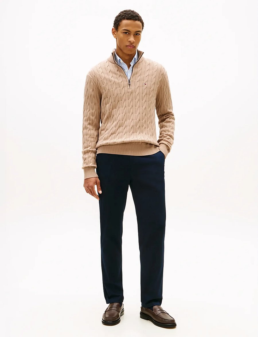 Tommy Hilfiger - CLASSIC COTTON CABLE ZIP MOCK - pullover mit halbem reißverschluss - coastal taupe - 2