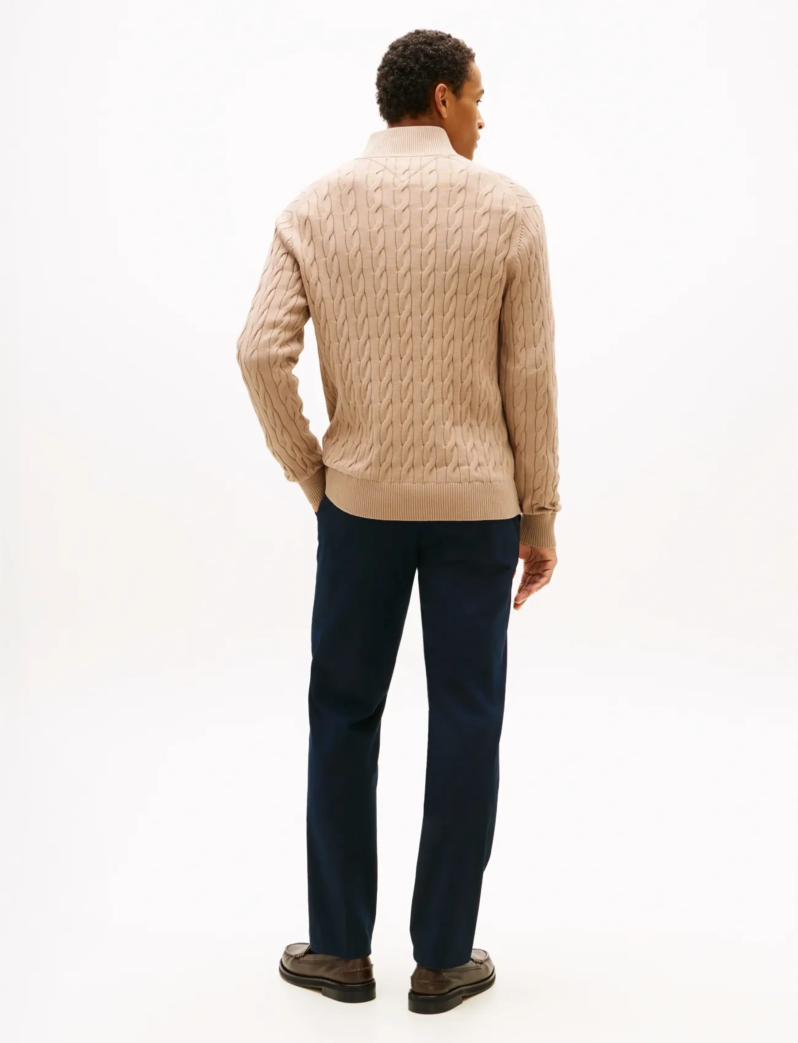 Tommy Hilfiger - CLASSIC COTTON CABLE ZIP MOCK - pullover mit halbem reißverschluss - coastal taupe - 3