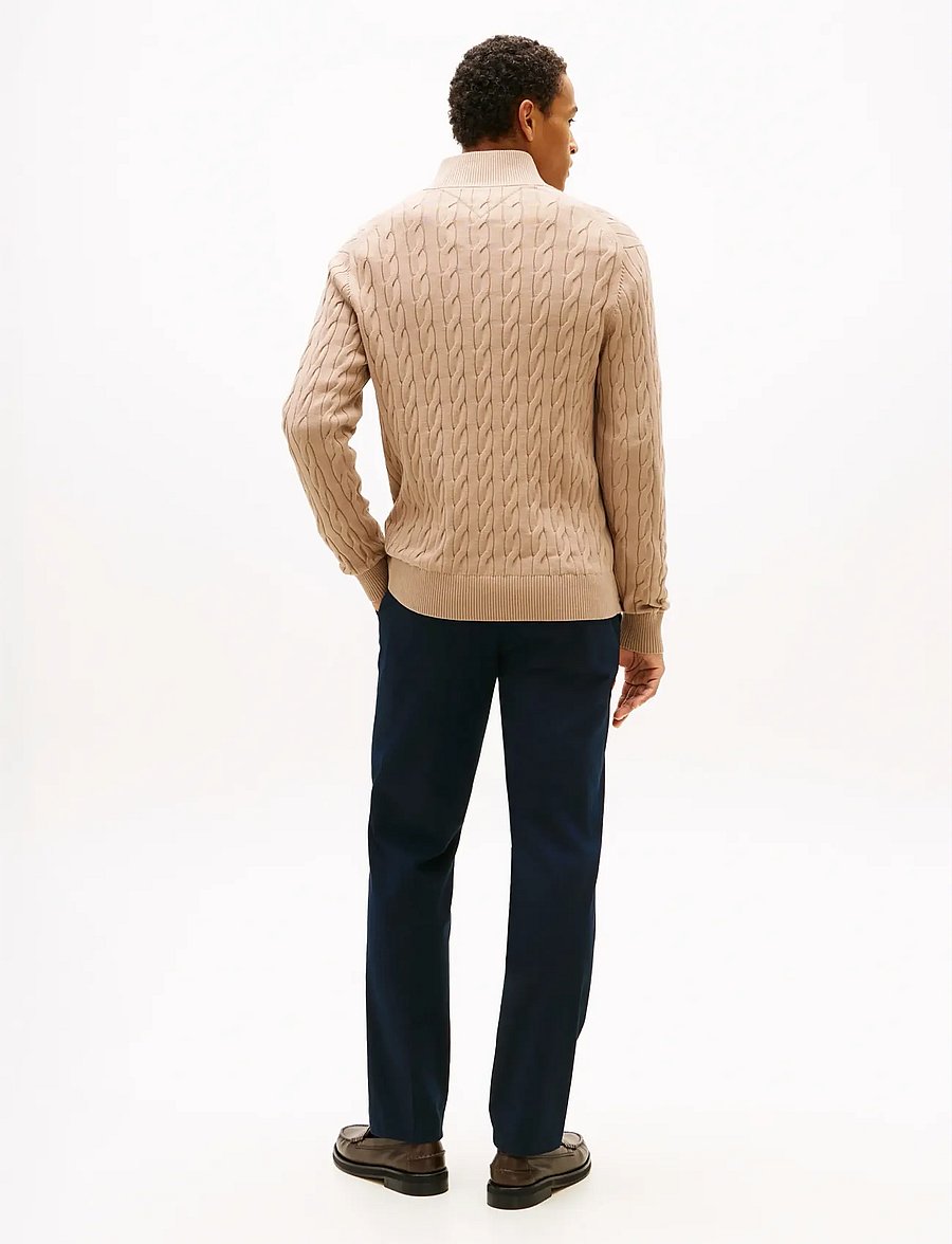 Tommy Hilfiger - CLASSIC COTTON CABLE ZIP MOCK - pullover mit halbem reißverschluss - coastal taupe - 3