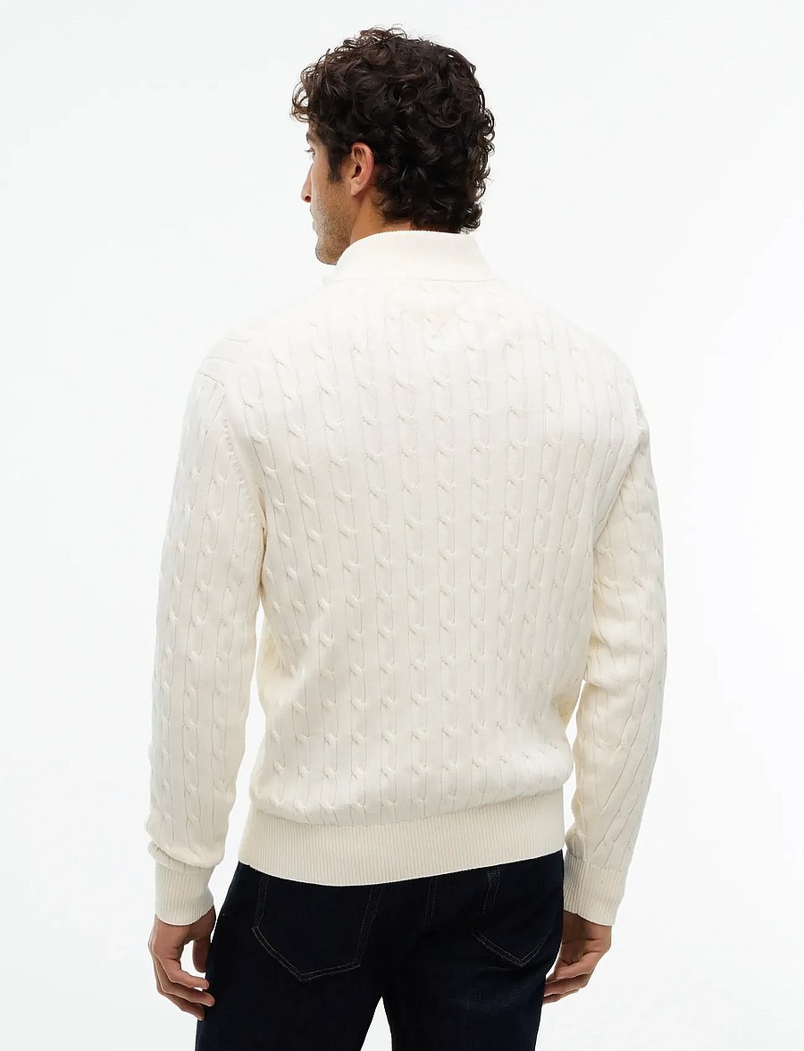 Tommy Hilfiger - CLASSIC COTTON CABLE ZIP MOCK - pullover mit halbem reißverschluss - cream - 2