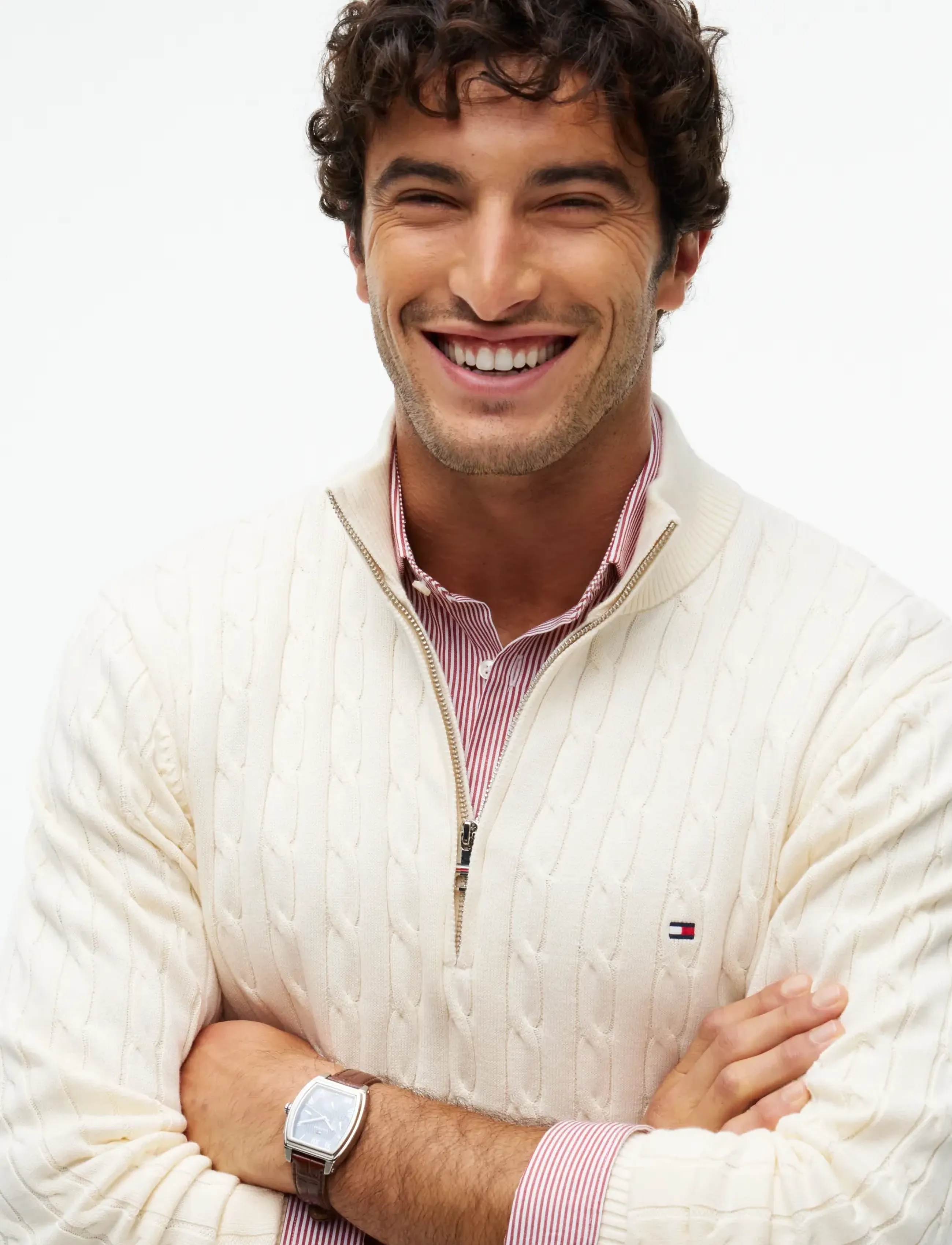 Tommy Hilfiger - CLASSIC COTTON CABLE ZIP MOCK - pullover mit halbem reißverschluss - cream - 3