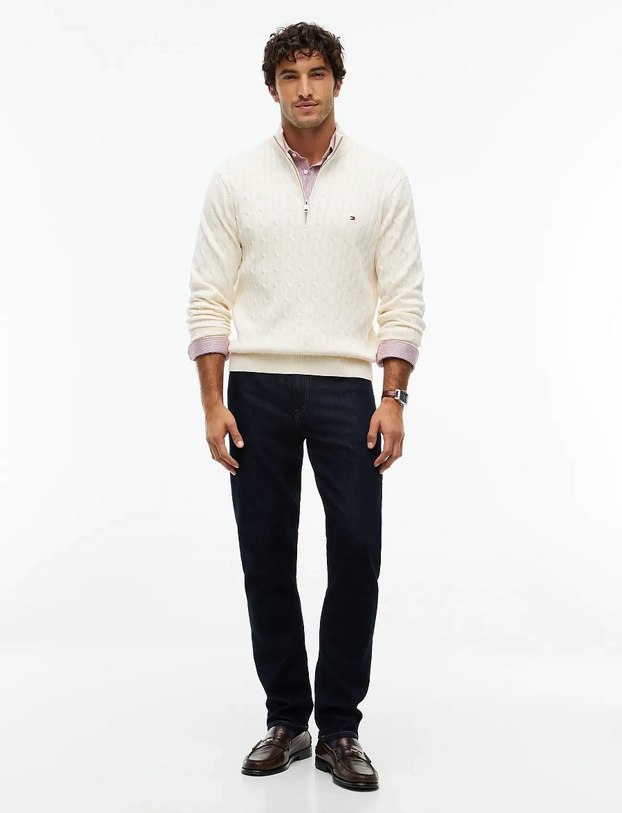 Tommy Hilfiger - CLASSIC COTTON CABLE ZIP MOCK - pullover mit halbem reißverschluss - cream - 4