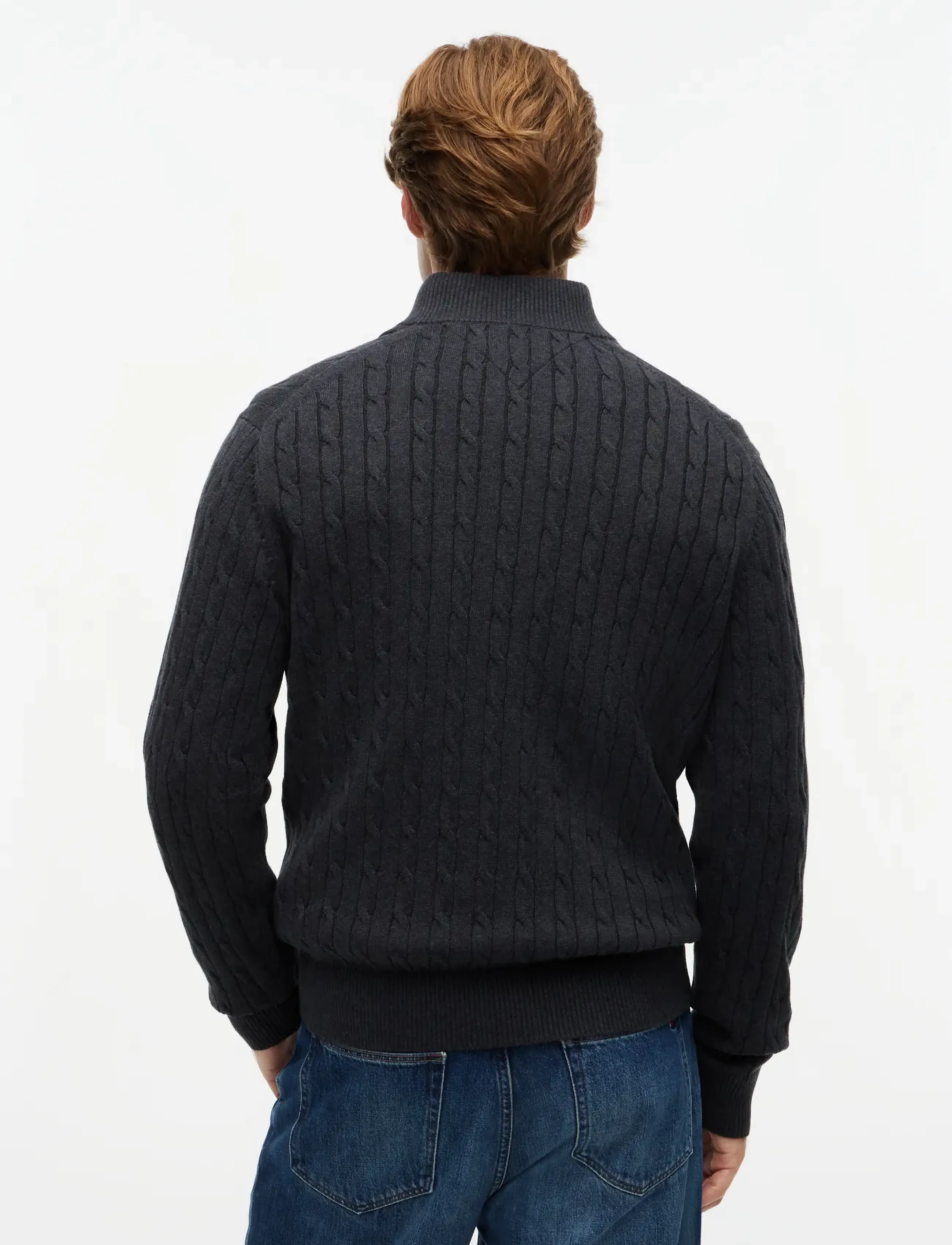 Tommy Hilfiger - CLASSIC COTTON CABLE ZIP MOCK - pullover mit halbem reißverschluss - dark grey heather - 2