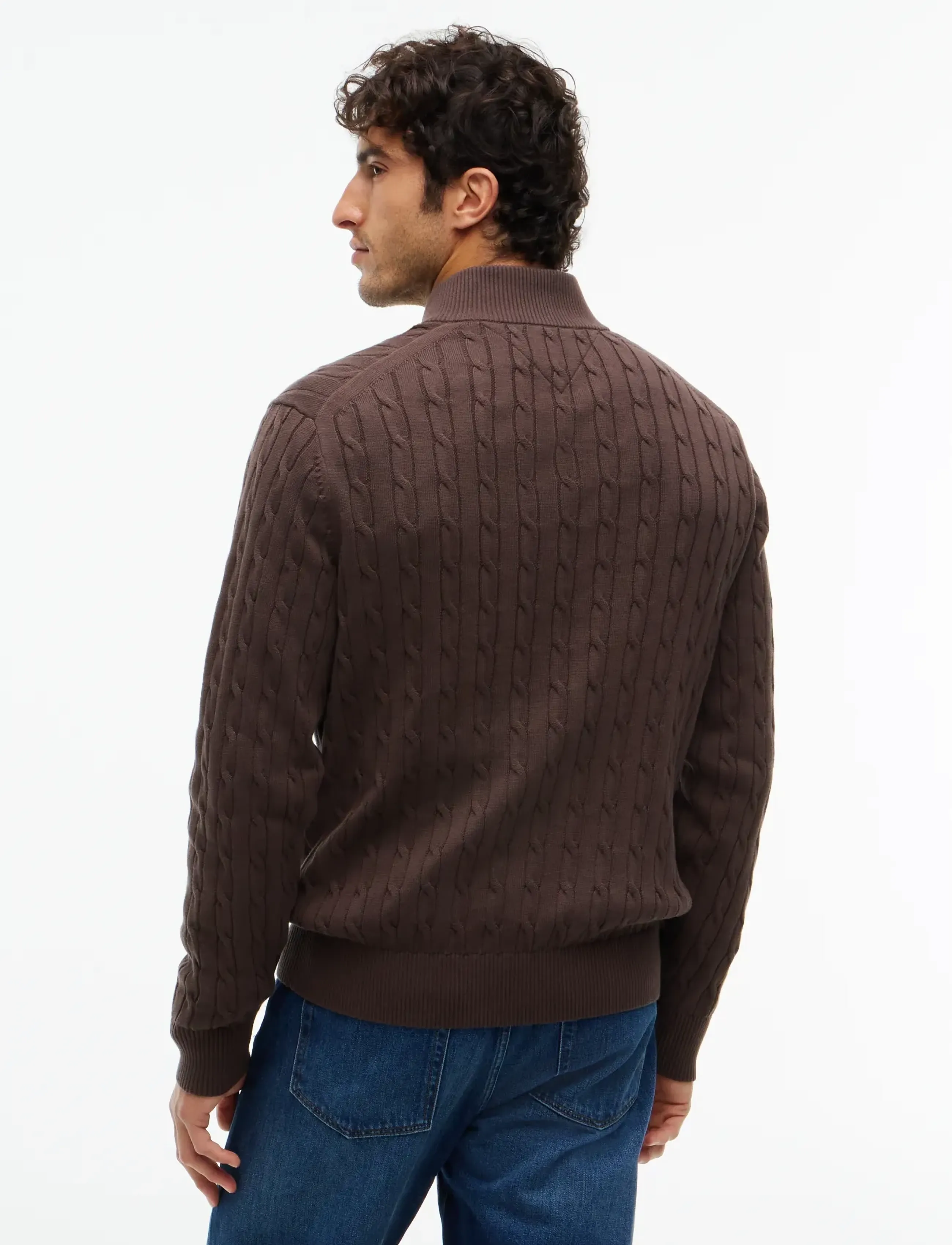 Tommy Hilfiger - CLASSIC COTTON CABLE ZIP MOCK - pullover mit halbem reißverschluss - earthy brown - 2