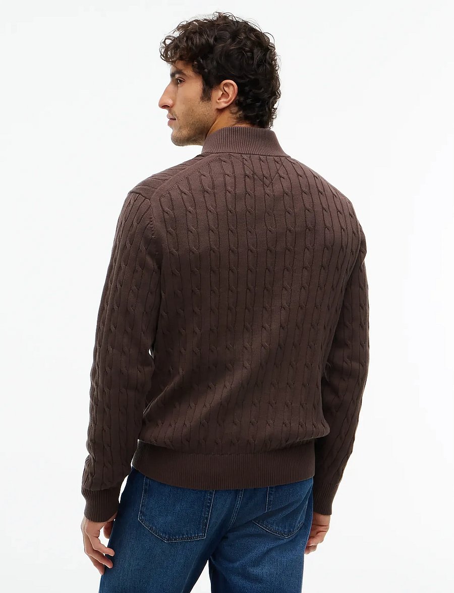 Tommy Hilfiger - CLASSIC COTTON CABLE ZIP MOCK - pullover mit halbem reißverschluss - earthy brown - 2