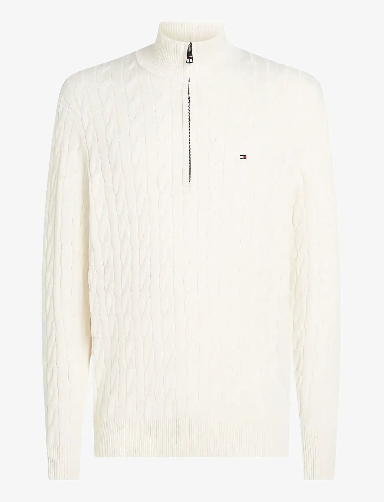 Tommy Hilfiger - CLASSIC COTTON CABLE ZIP MOCK - half zip jumpers - ivory petal - 1