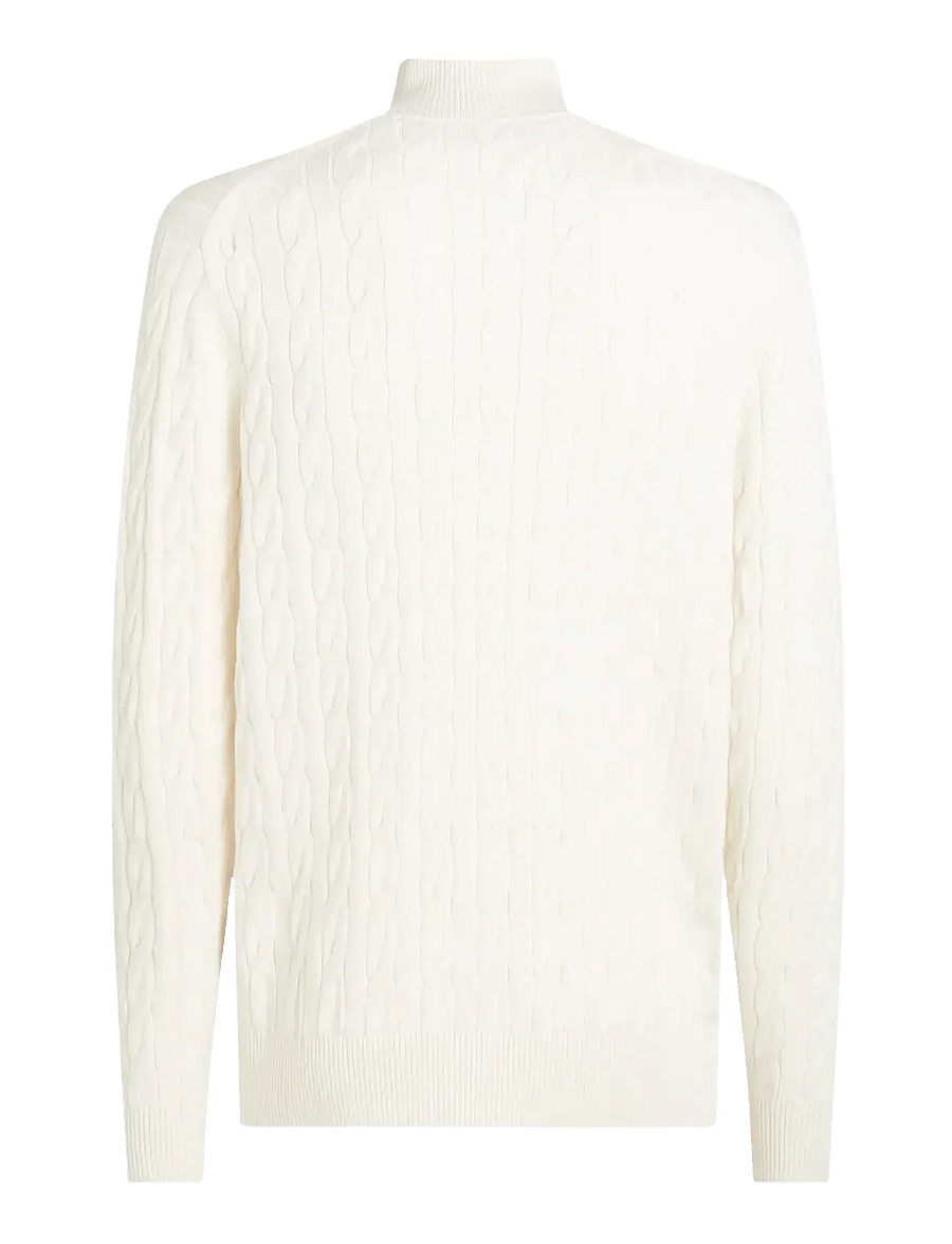 Tommy Hilfiger - CLASSIC COTTON CABLE ZIP MOCK - pullover mit halbem reißverschluss - ivory petal - 2