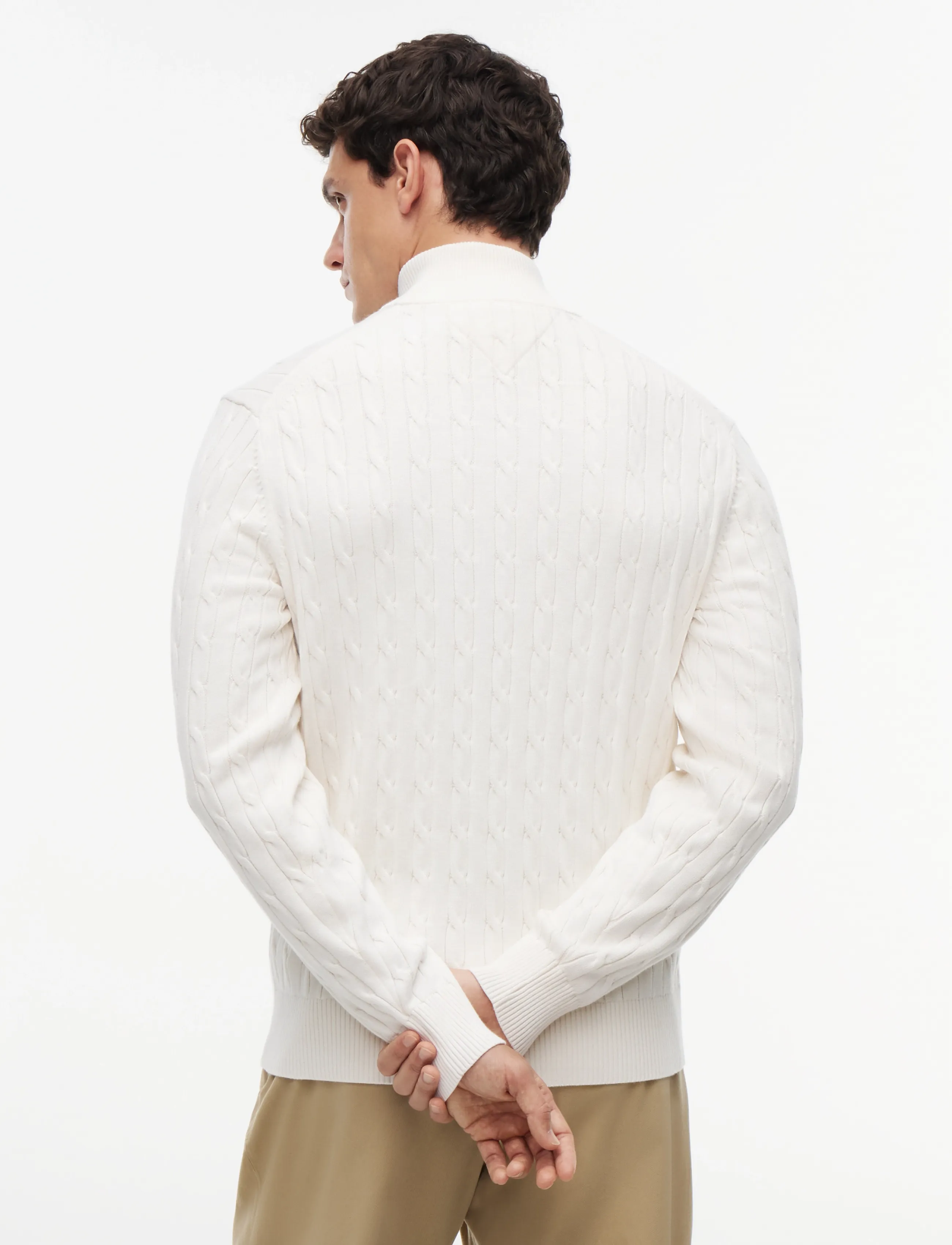 Tommy Hilfiger - CLASSIC COTTON CABLE ZIP MOCK - half zip-tröjor - ivory petal - 3