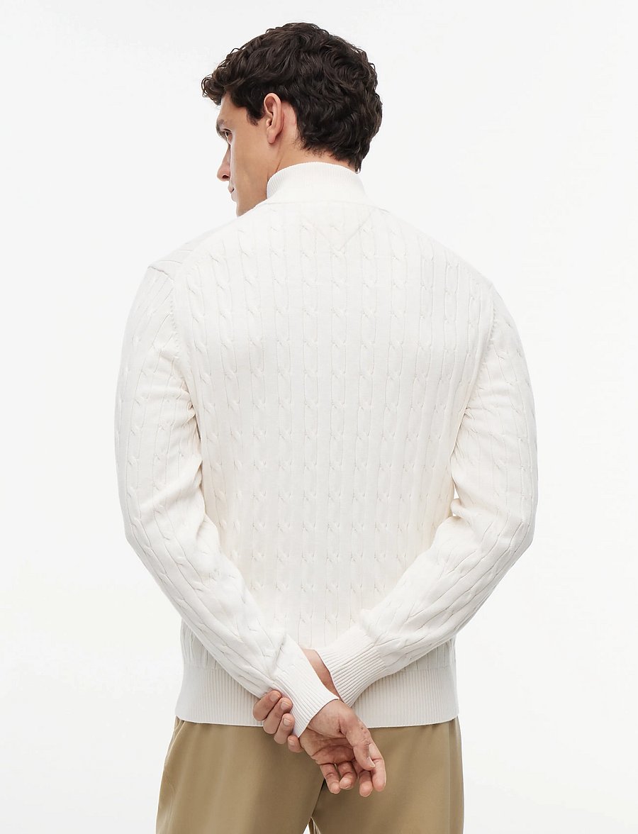 Tommy Hilfiger - CLASSIC COTTON CABLE ZIP MOCK - pullover mit halbem reißverschluss - ivory petal - 3