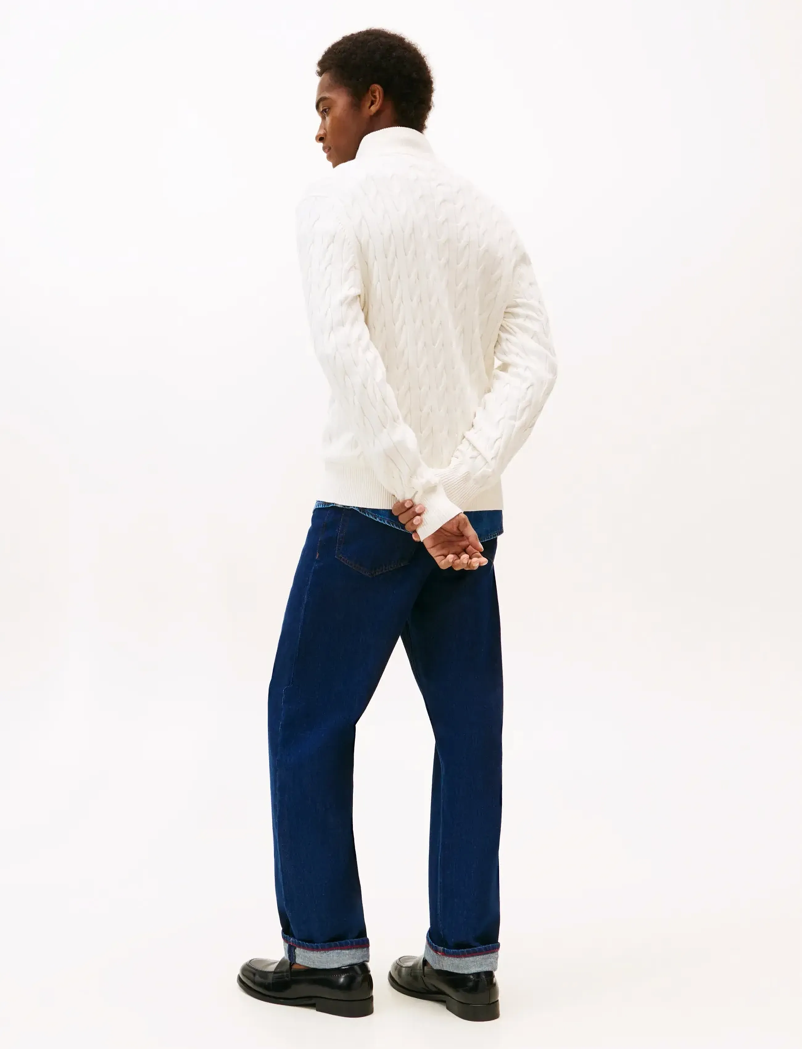 Tommy Hilfiger - CLASSIC COTTON CABLE ZIP MOCK - pullover mit halbem reißverschluss - ivory petal - 4