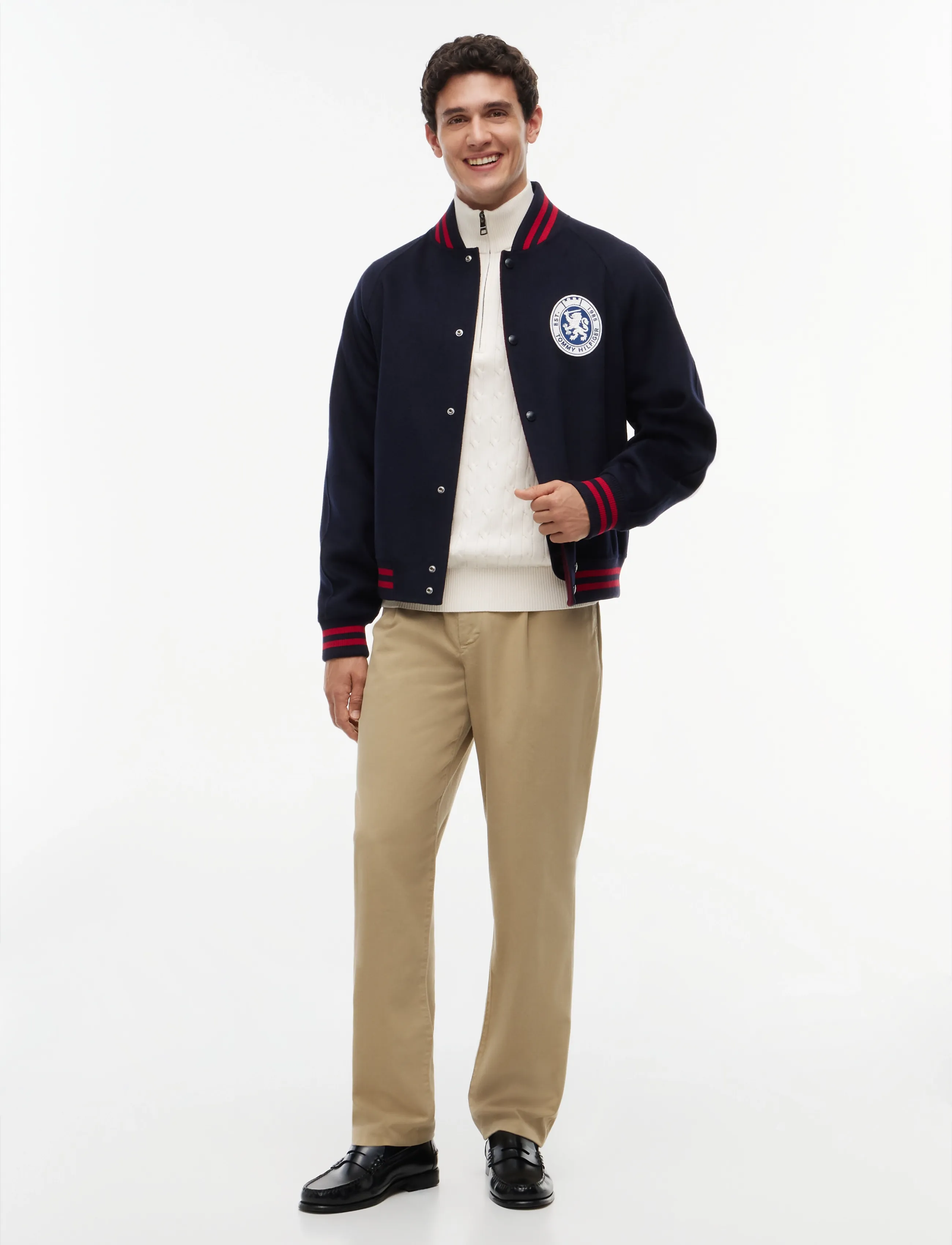 Tommy Hilfiger - CLASSIC COTTON CABLE ZIP MOCK - mænd - ivory petal - 5