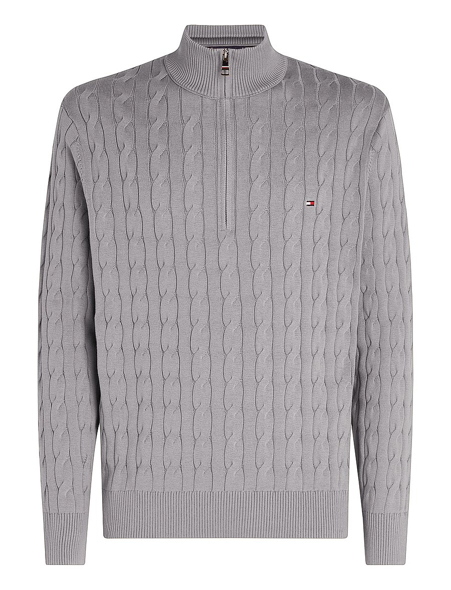 Tommy Hilfiger - CLASSIC COTTON CABLE ZIP MOCK - pullover mit halbem reißverschluss - medium grey heather - 0