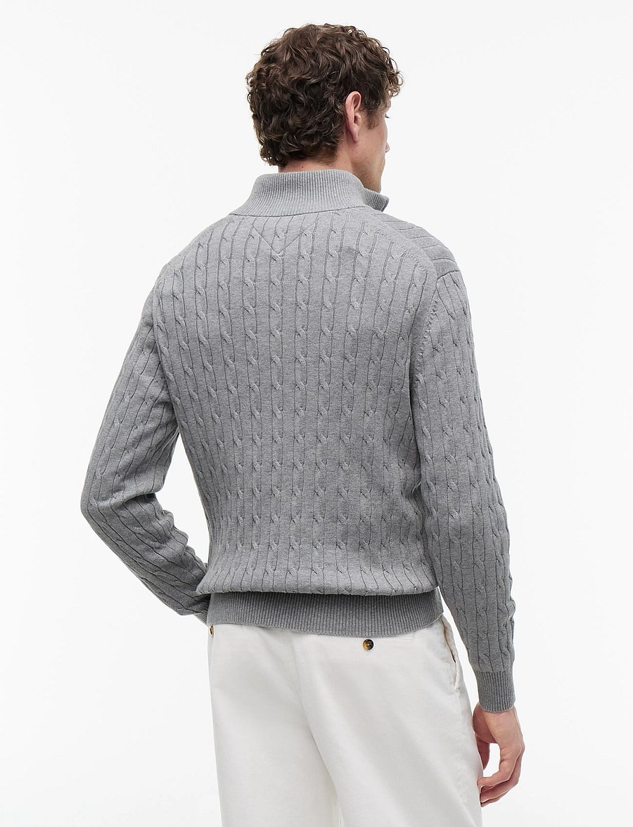 Tommy Hilfiger - CLASSIC COTTON CABLE ZIP MOCK - pullover mit halbem reißverschluss - medium grey heather - 2