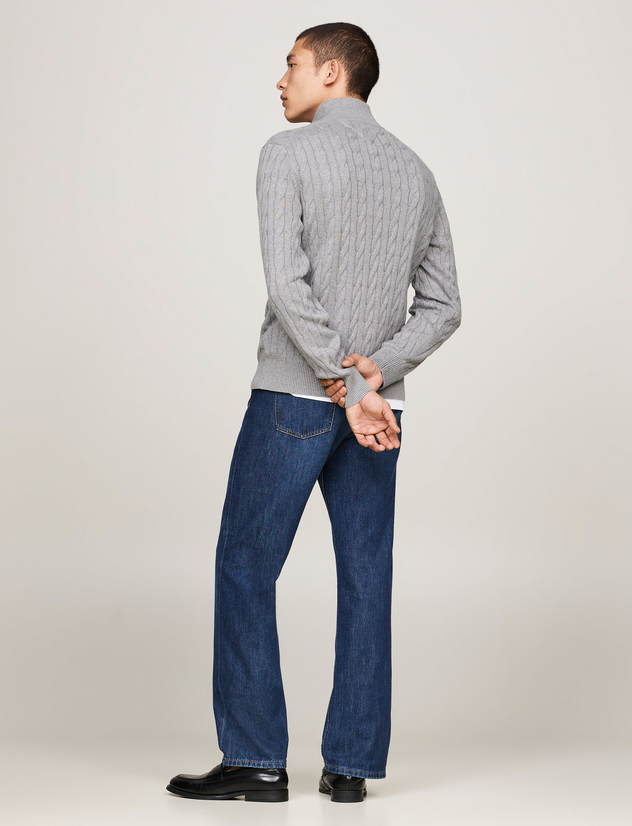 Tommy Hilfiger - CLASSIC COTTON CABLE ZIP MOCK - tõmblukk-kaelusega džemprid - medium grey heather - 2