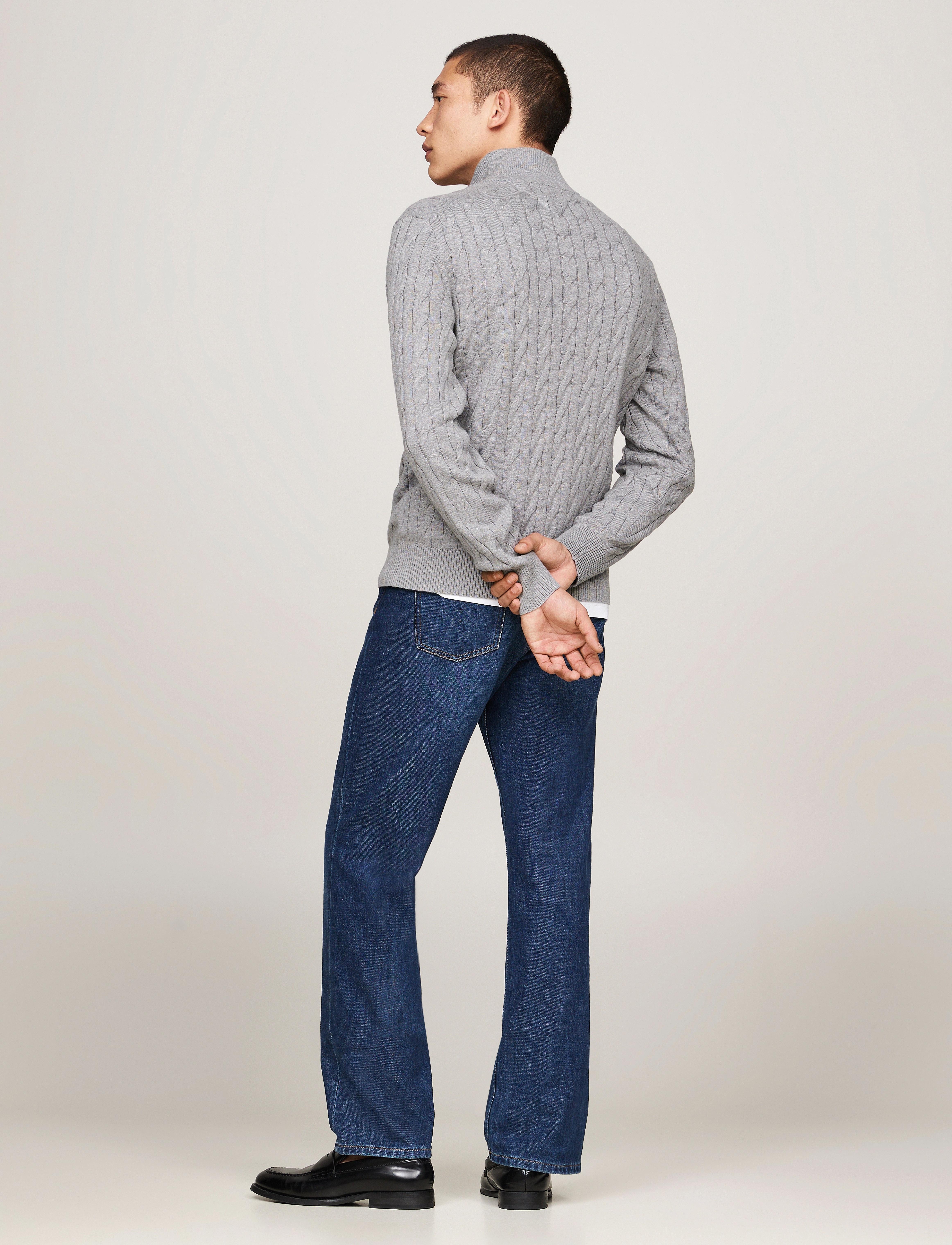 Tommy Hilfiger - CLASSIC COTTON CABLE ZIP MOCK - tõmblukk-kaelusega džemprid - medium grey heather - 2