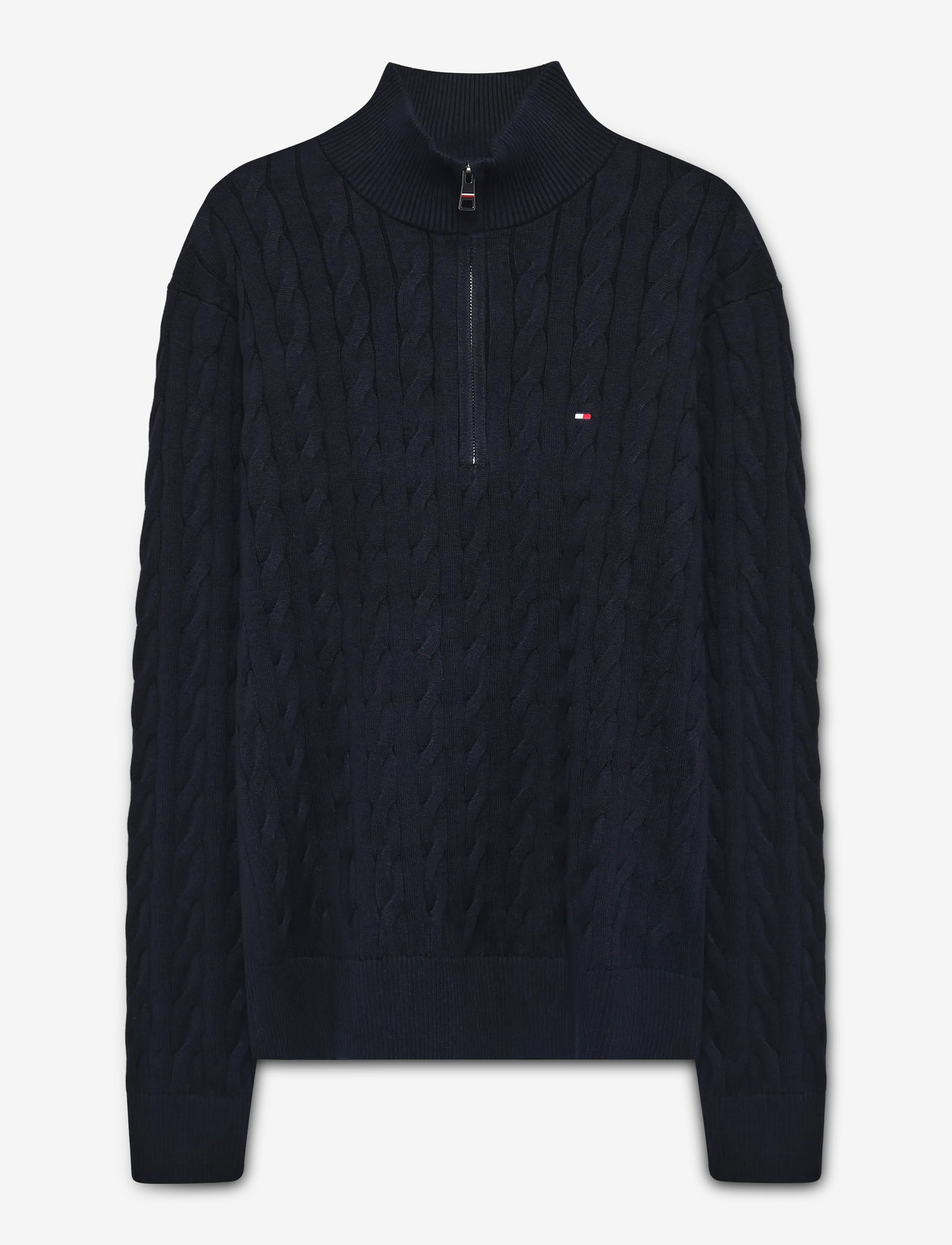 Tommy Hilfiger - CLASSIC COTTON CABLE ZIP MOCK - halfzip strik - navy blue - 2