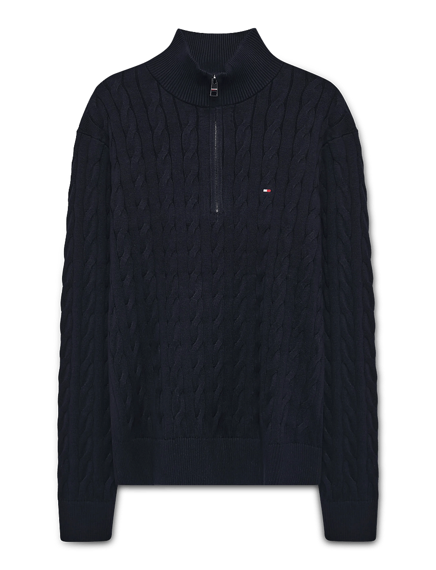 Tommy Hilfiger - CLASSIC COTTON CABLE ZIP MOCK - pullover mit halbem reißverschluss - navy blue - 2