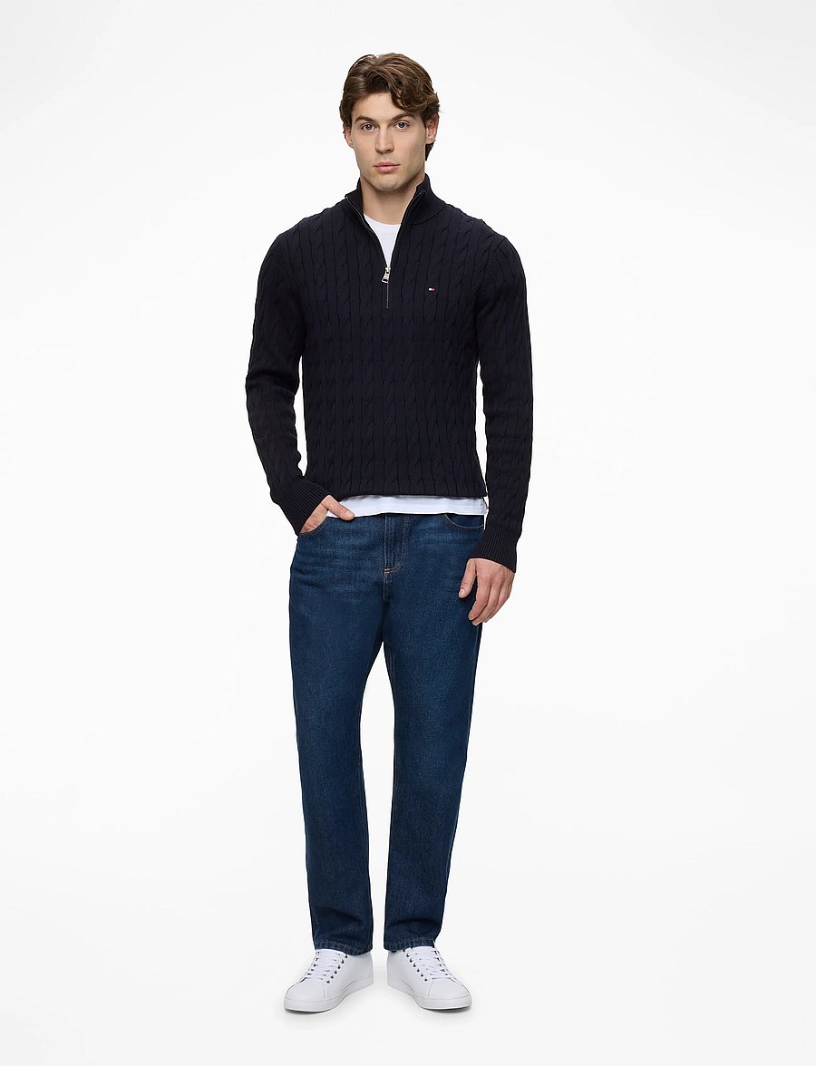 Tommy Hilfiger - CLASSIC COTTON CABLE ZIP MOCK - pullover mit halbem reißverschluss - navy blue - 3