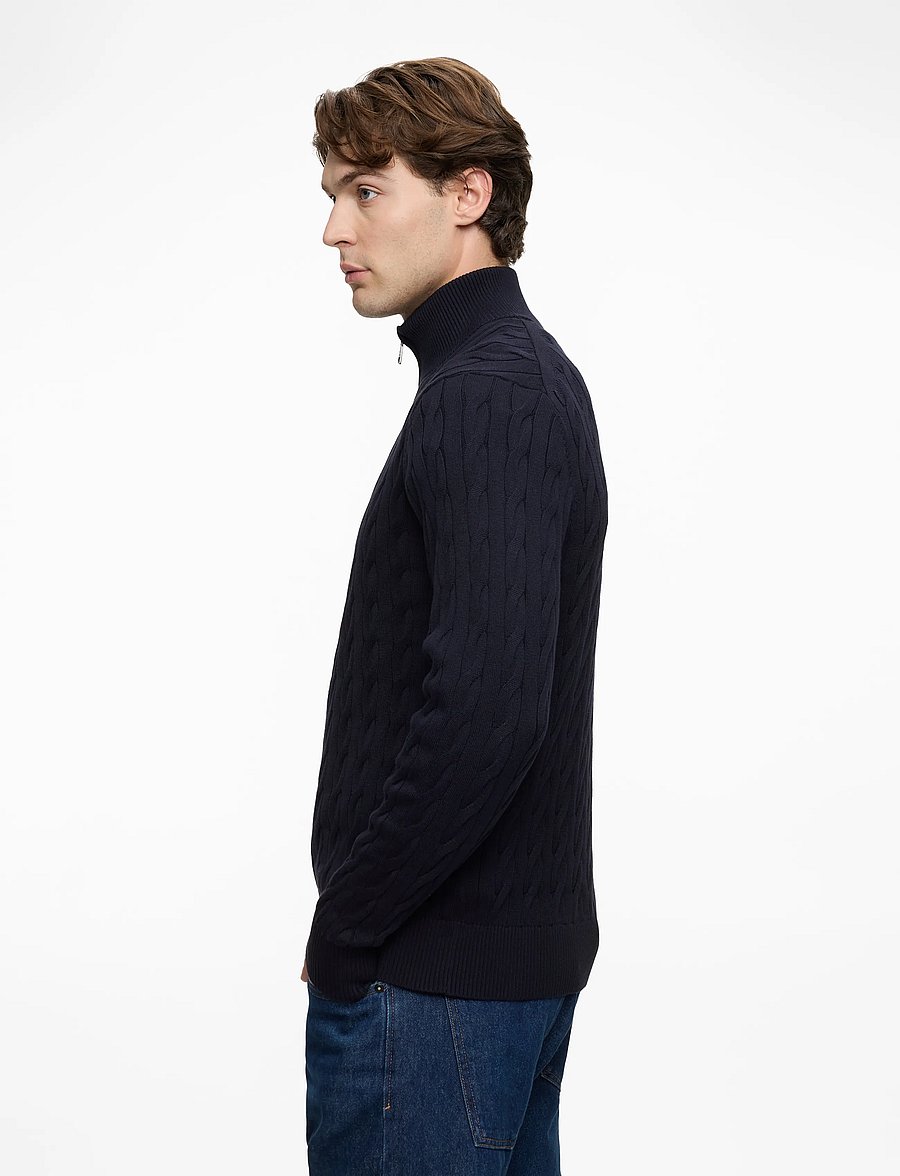 Tommy Hilfiger - CLASSIC COTTON CABLE ZIP MOCK - pullover mit halbem reißverschluss - navy blue - 4